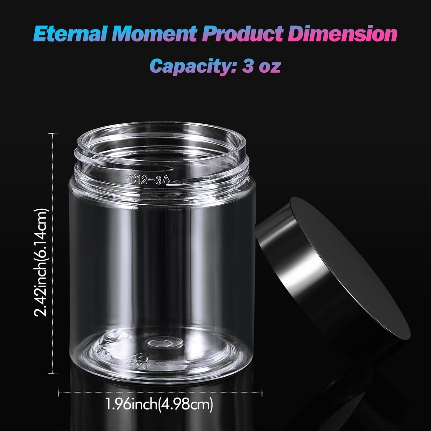 Eternal Moment 36 Pack 3 OZ Plastic Jars Round Clear Cosmetic Container Jars with Lids, Perfect for Lotion, Cream, Ointments, Makeup, Eye Shadow, Rhinestone, Samples, Pot, Travel Storage