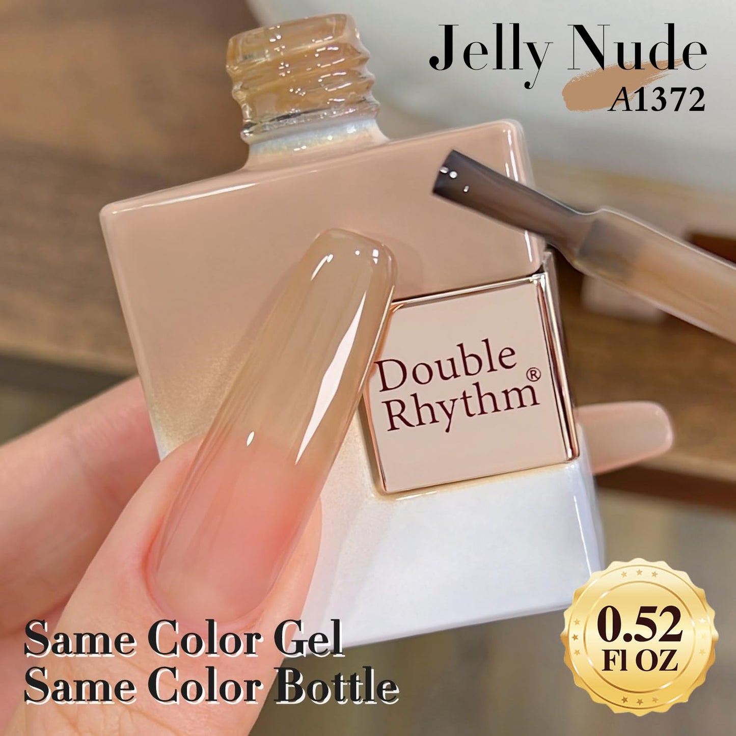 Double Rhythm 0.50 OZ Translucent Gel Polish Same Color Same Bottle Sheer Pastel Neutral Natural Milky 15 ML Jelly UV Nail Art DIY at Home (Pale Nude-A1372)