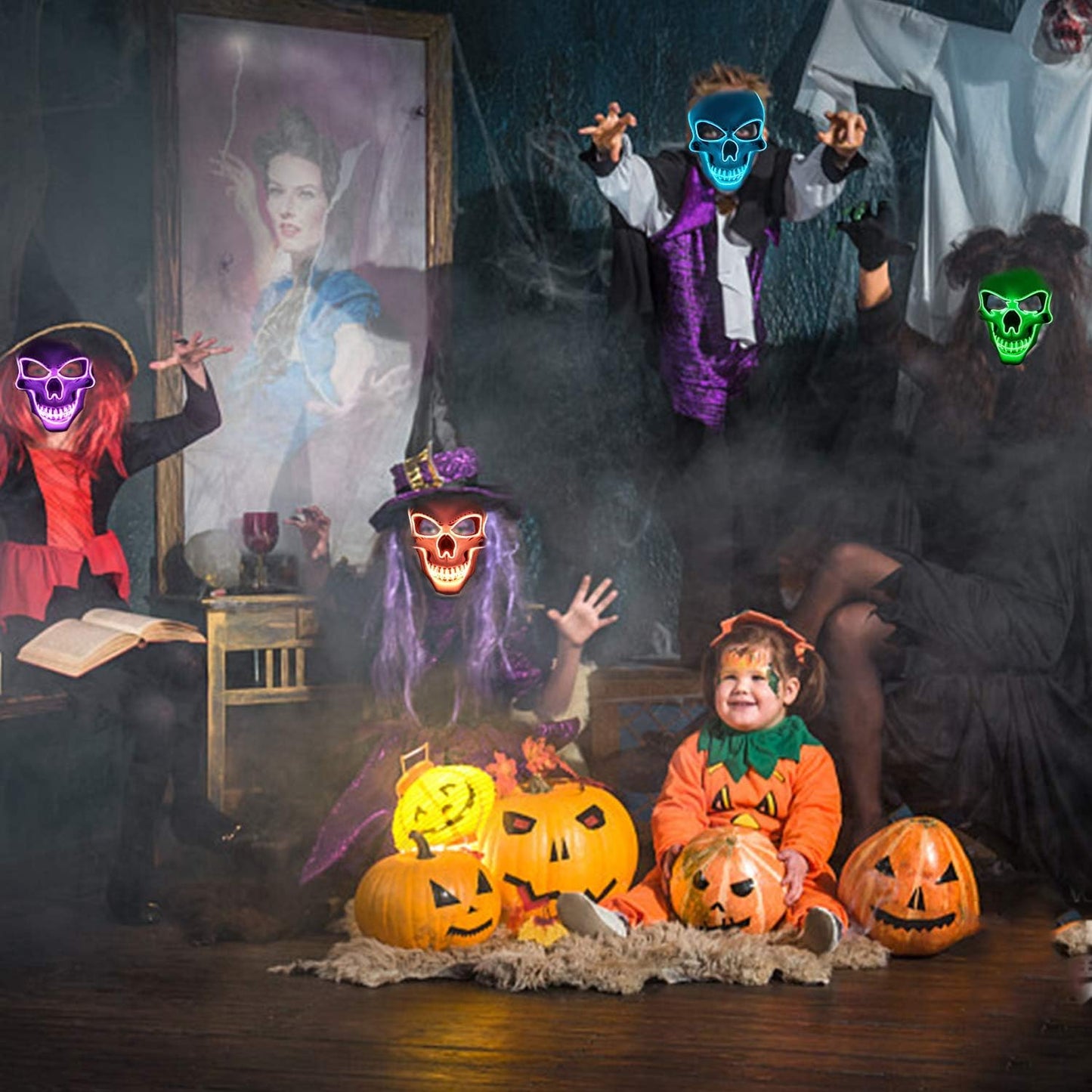 OceanWings Halloween Mask LED Light up Costumes Scary Mask for Party Supplies Favor