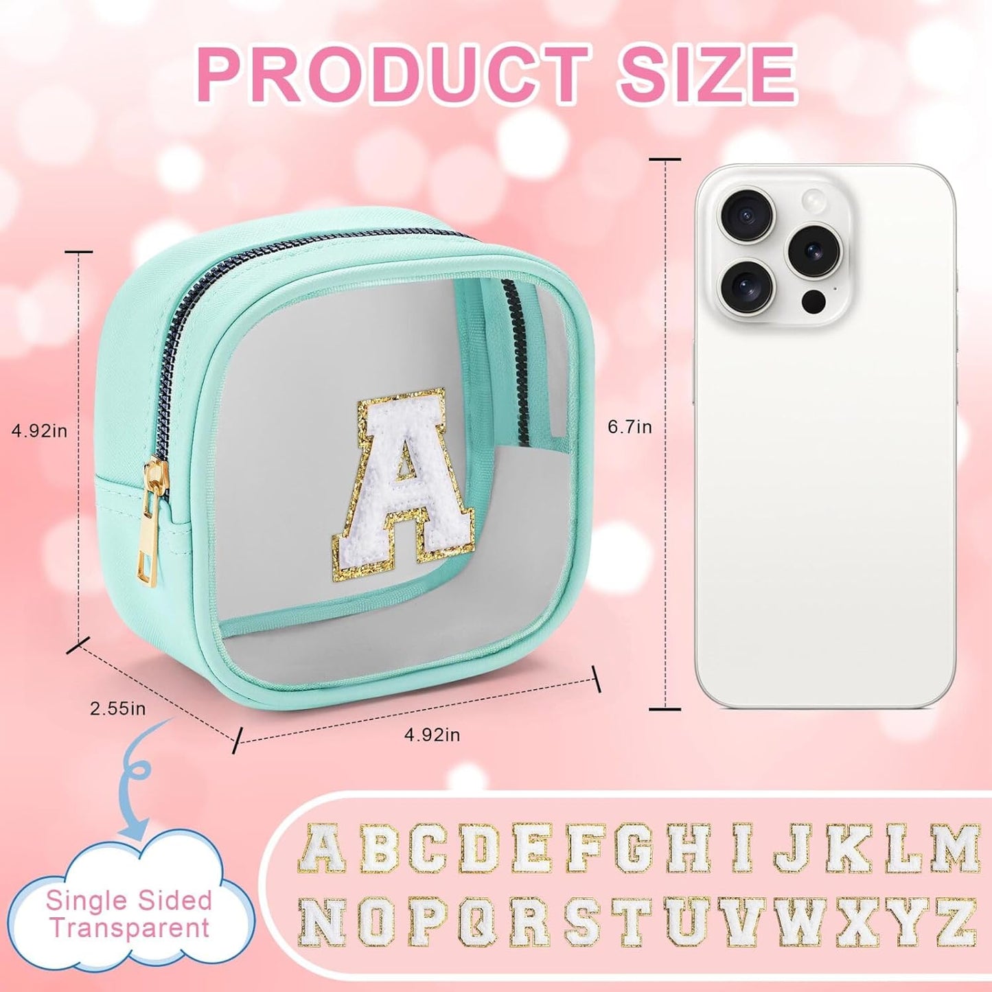 YOOLIFE Initial Make Up Bag Travel Toiletry Bag, Clear Makeup Bag Preppy Cosmetic Bags Cute Teacher 12 13 14 15 16 Years Old Girl Gifts Trendy Stuff Small Makeup Bag Birthday Gifts Mini Blue K