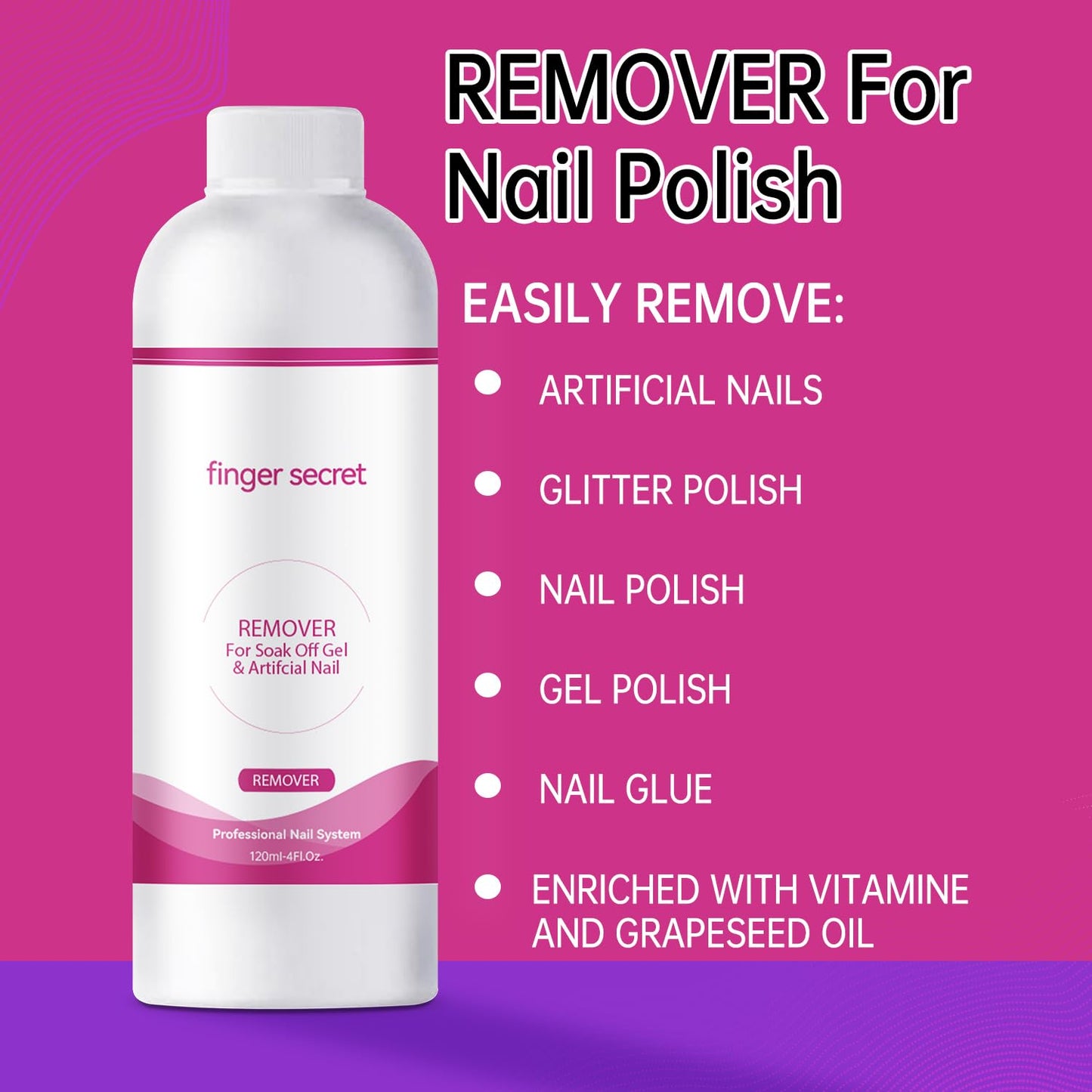 Nail Polish Remover 8Fl.Oz Nail Polish Remover Kit Polish Remover for Nails Glue Artificial Nails,Glitter Polish,Hard Builder gel,dip powder,poly gel,acrylic powder Remove