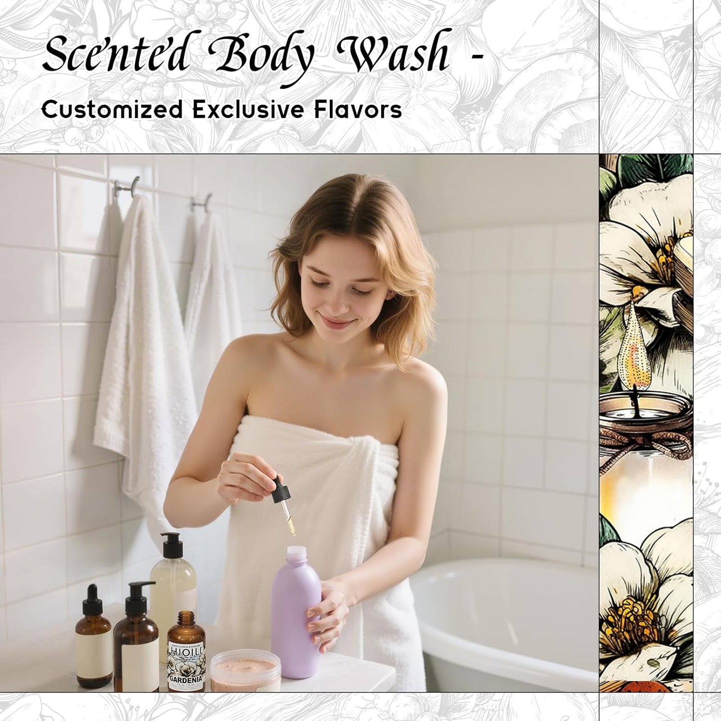 HIQILI Gardenia Fragrance Oil for DIY Candle, Soap & Perfume Making, Add to Essential Oil Diffuser, Body Wash, Long-Lasting - 1 Fl Oz