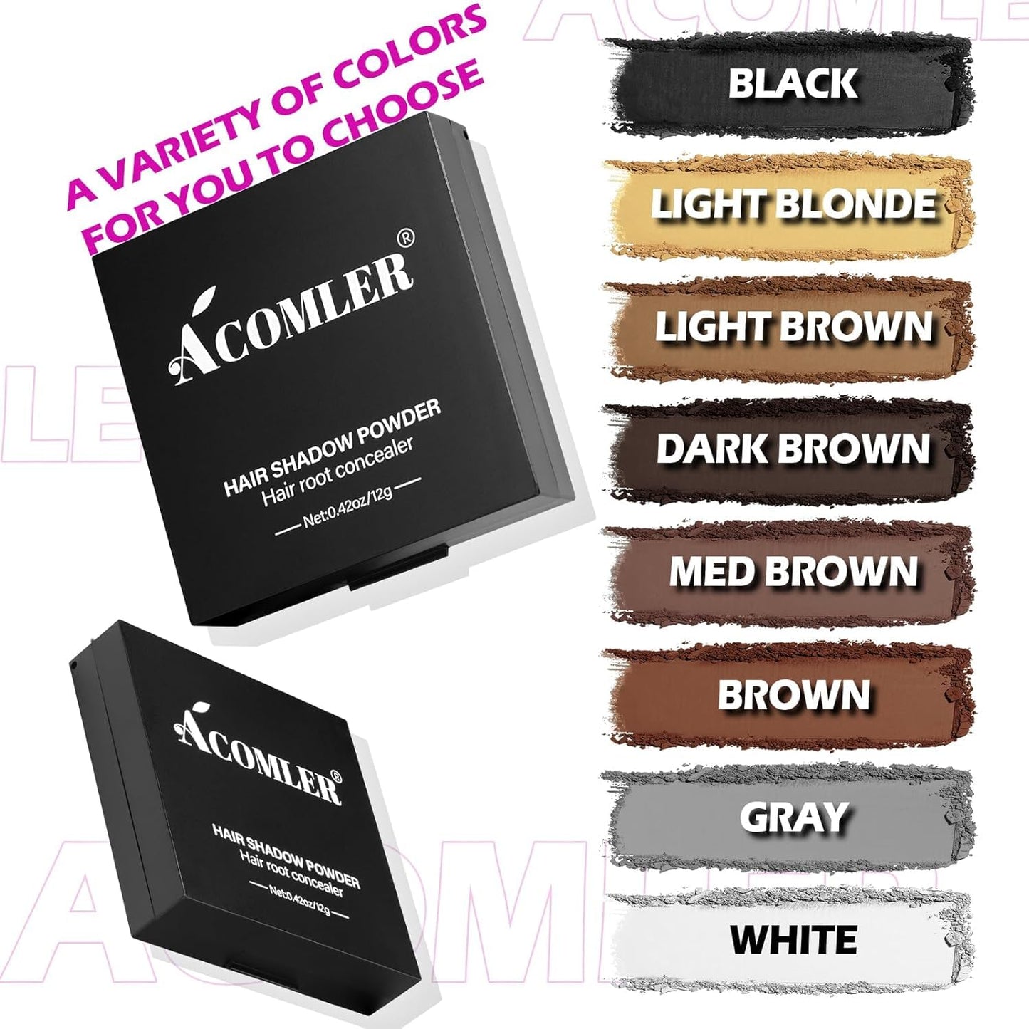 Acomler Root Touch Up Hair Color Hairline Powder, Instantly Root Cover Up, Light Blonde Grey Coverage for Thinning, Hair Powder for Women Men Includes Makeup Brush (Light Blonde, 0.42oz)