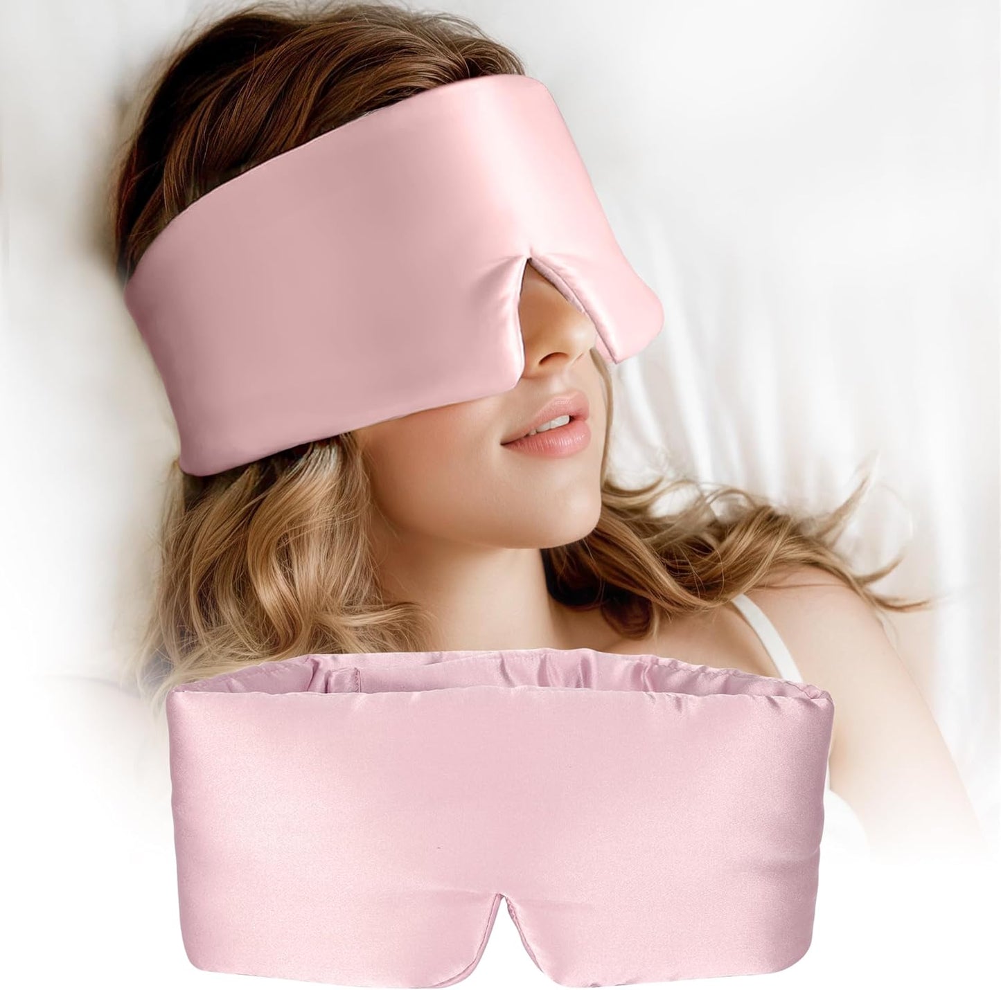 Silk Sleep Mask for Women and Men, Side Sleeper, 22 Momme Pure Mulberry Silk Total Blackout 100% Mulberry Eye Mask with Adjustable Headband Full Size, Eye Masks for Sleeping and Travel