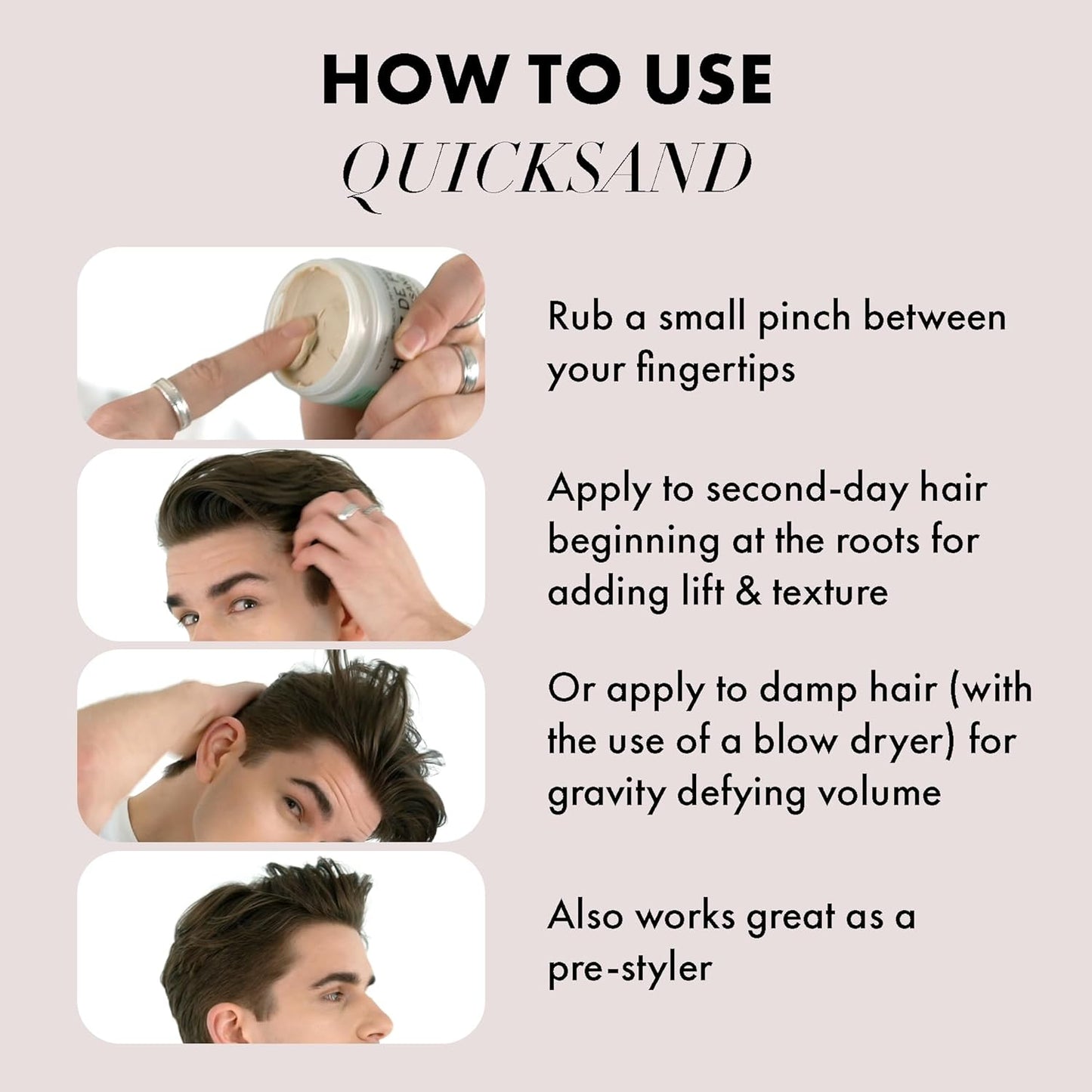 Hanz de Fuko Quicksand – Premium Men’s Hair Styling Wax & Dry Shampoo for a High Hold, Ultra Matte Finish – Ideal Texture Product for Thin, Thick and All Hair Types – 2 oz, Travel Size