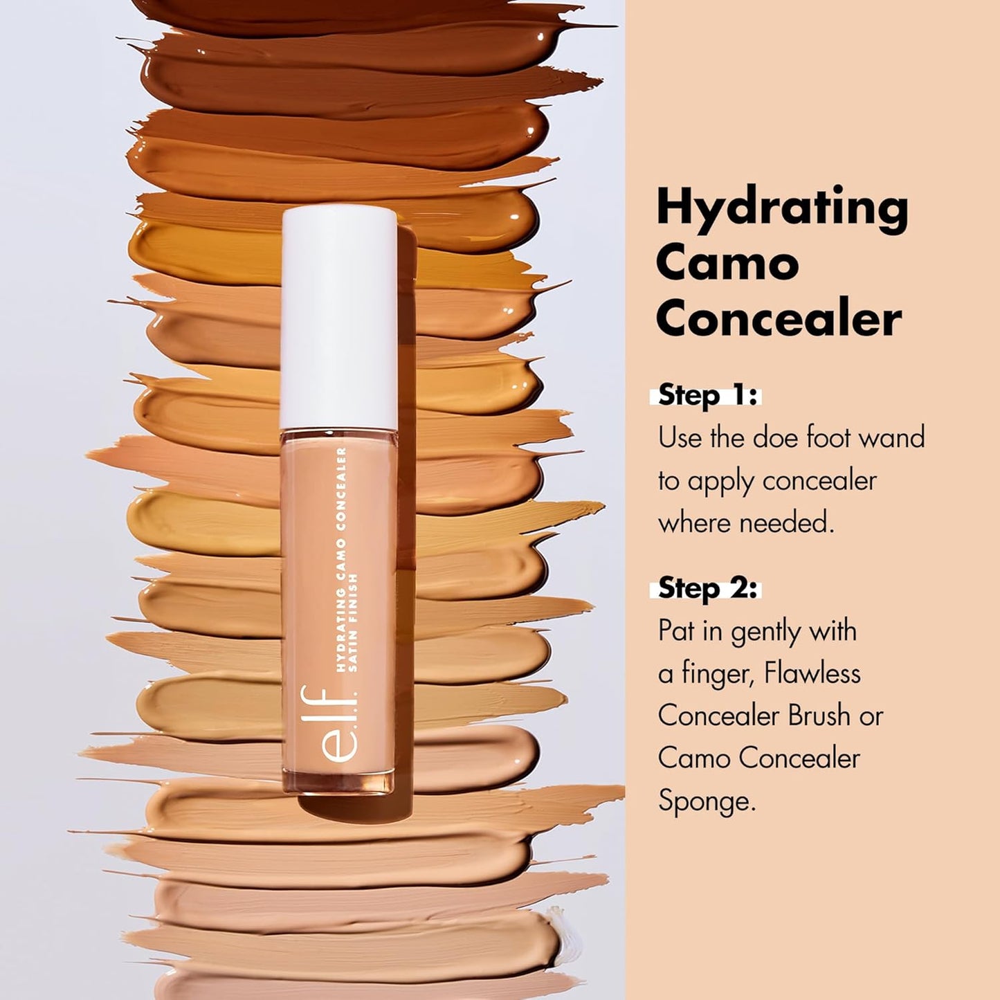 e.l.f. Hydrating Camo Concealer, Covers Blemishes & Under-Eye Circles, Full-Coverage & Delivers A Satin Finish, Vegan & Cruelty-Free, Rich Cocoa