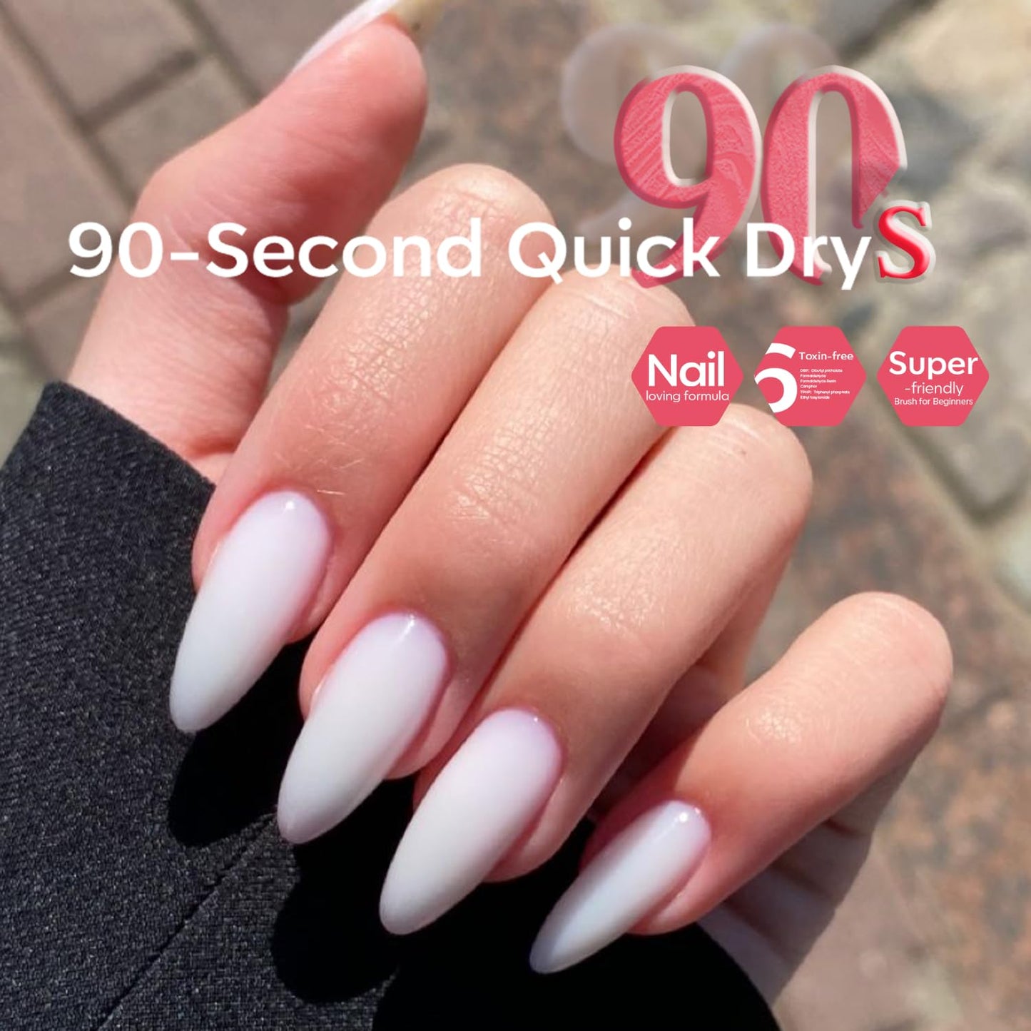 modelones Milky White Nail Polish, 15 ml Jelly Milky White Sheer Clear Nail Polish, Quick Dry Nail Lacquer Strengthener Long Last Nail Art DIY Manicure Gift for Women Girls 0.5 Fl Oz