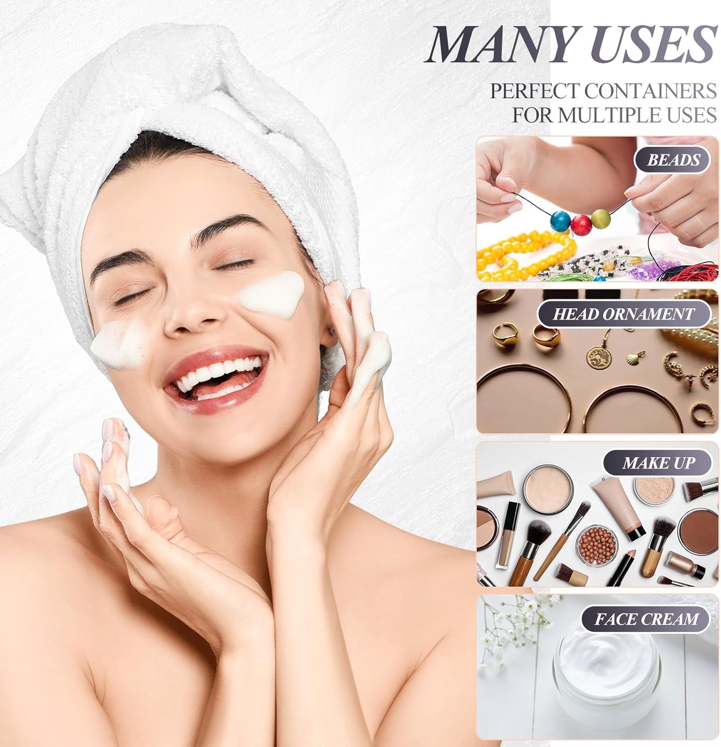 SATINIOR 24 Pieces Empty Clear Plastic Jars with Lids Round Storage Containers Wide-Mouth for Beauty Product Cosmetic Cream Lotion Liquid Butter Craft and Food (Transparent Lid, 4 oz)