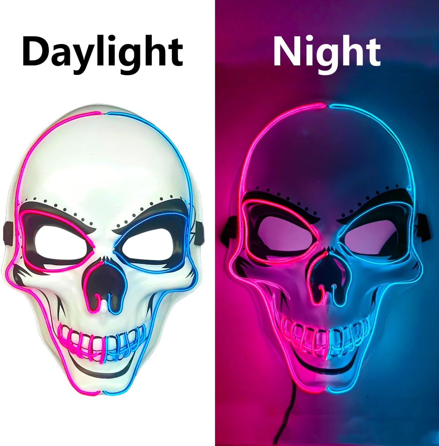 OceanWings Halloween Mask LED Light up Costumes Scary Mask for Party Supplies Favor