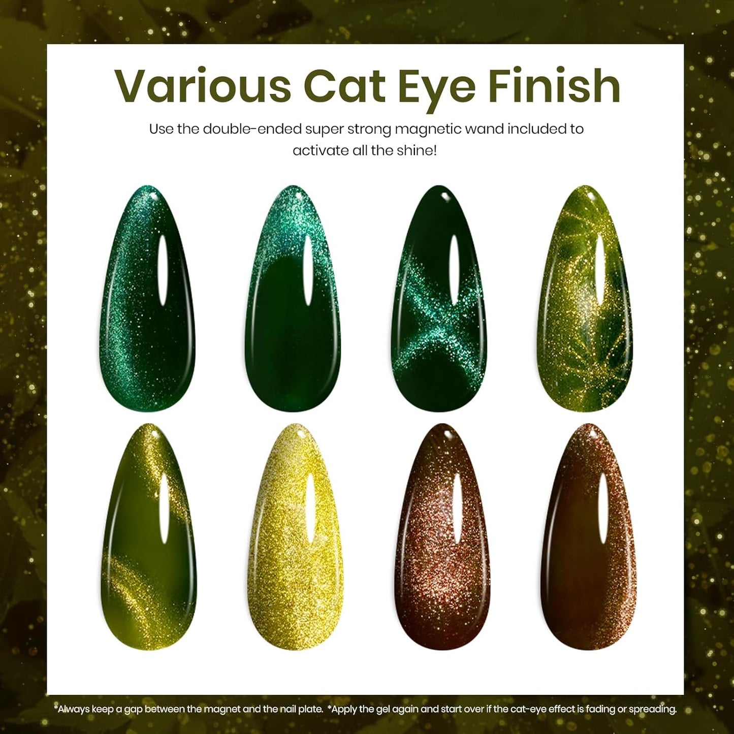 Beetles Cat Eye Gel Nail Polish Set - 20 Colors Fall Gel Polish Nail Set Burgundy Brown Green Nail Polish Glitter Pearl Nail Manicure with Base Coat Matte&No Wipe Top Coat Soak off Gifts