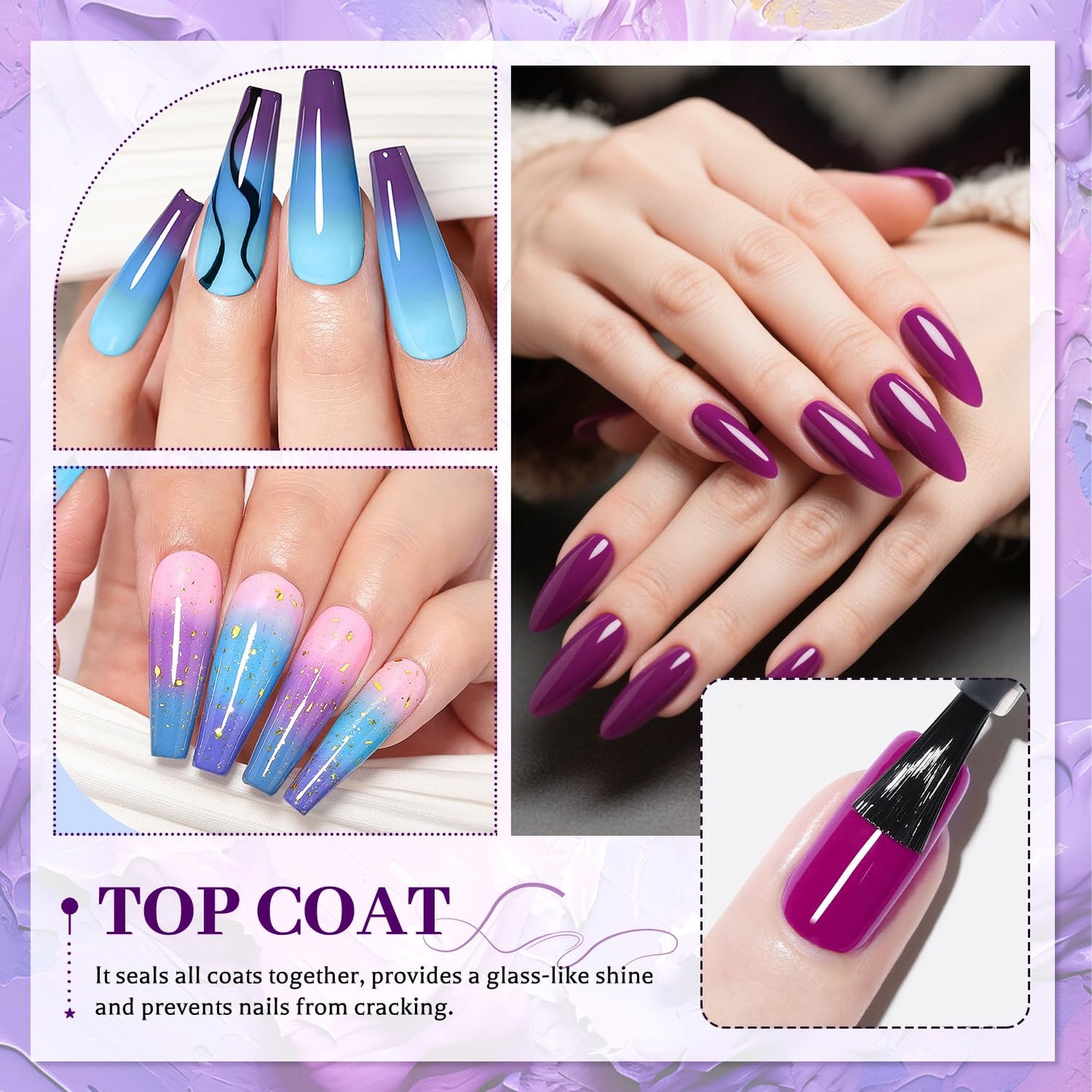 JODSONE 3Pcs Base Coat Glossy Top Coat Matte Top Coat for Long Lasting Shine and Velvety Finish 16.5ml Each Salon-Quality Nail Care Set