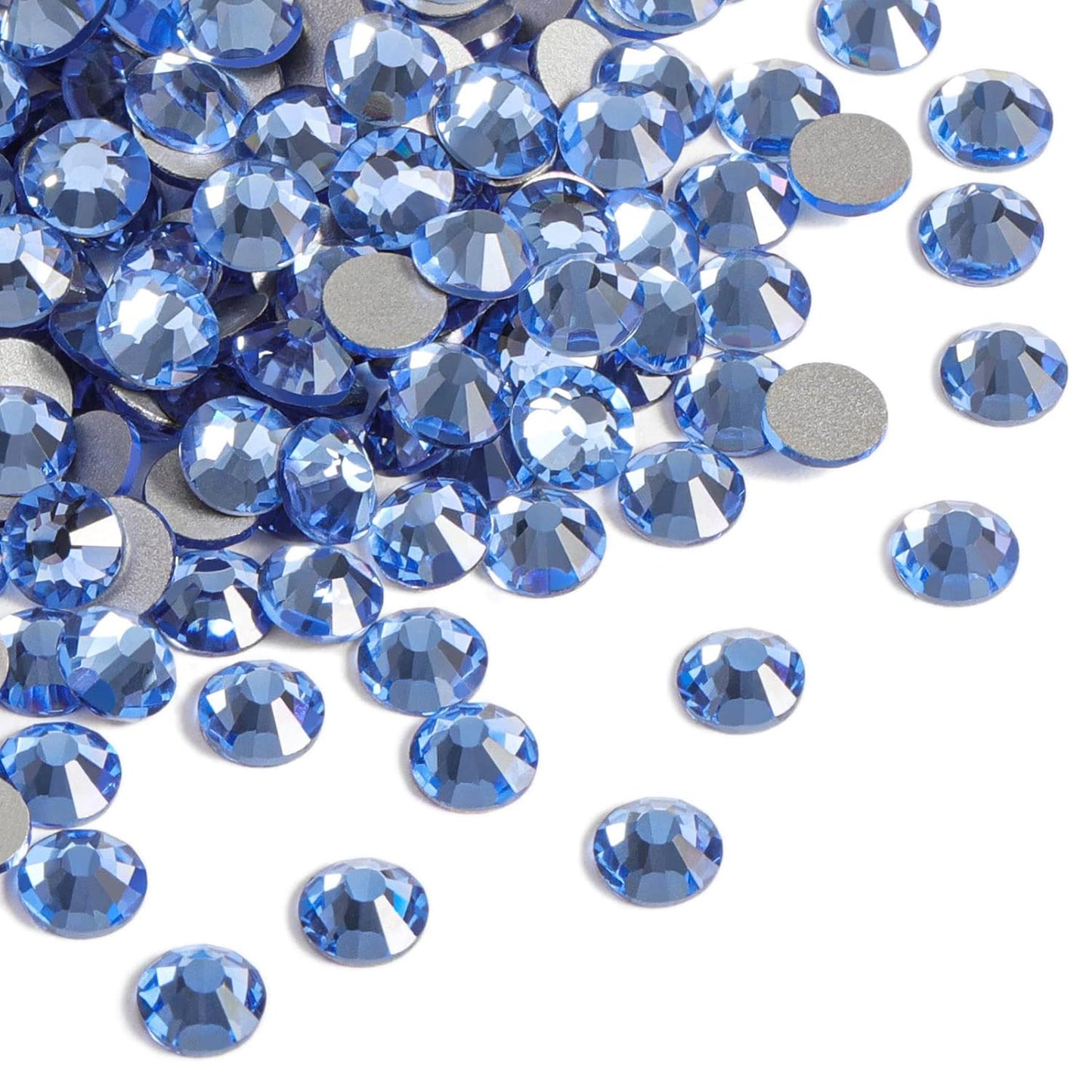 beadsland Flat Back Crystal Rhinestones Round Gems for Nail Art and Craft Glue Fix,Light Blue (1.9-2.0mm) SS6/1440pcs