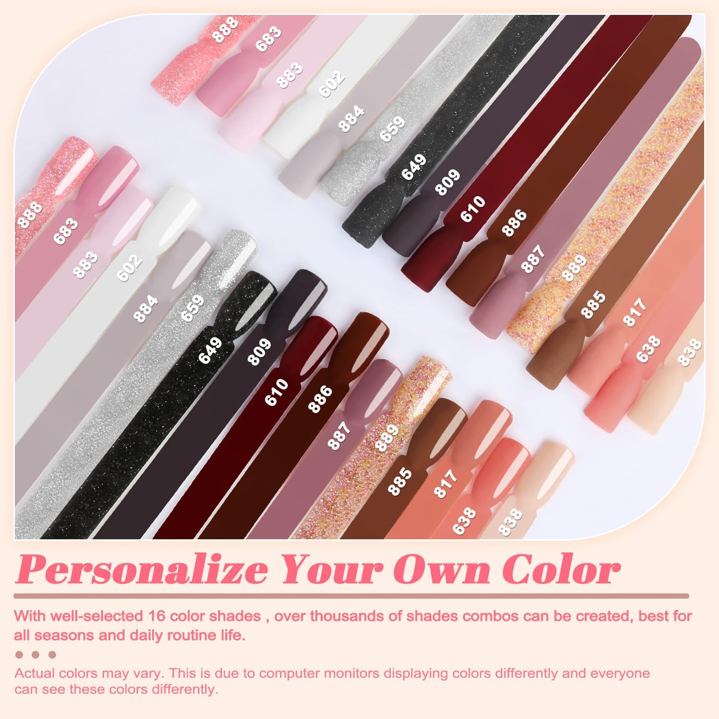 Lavender Violets 22 Pcs Dip Powder Nail Kit Starter - 16 Colors Nude Pinkish Brown Skin Tone with Base Top Coat, Activator, Brush Saver, Nail Buffer and Powder Brush M960B