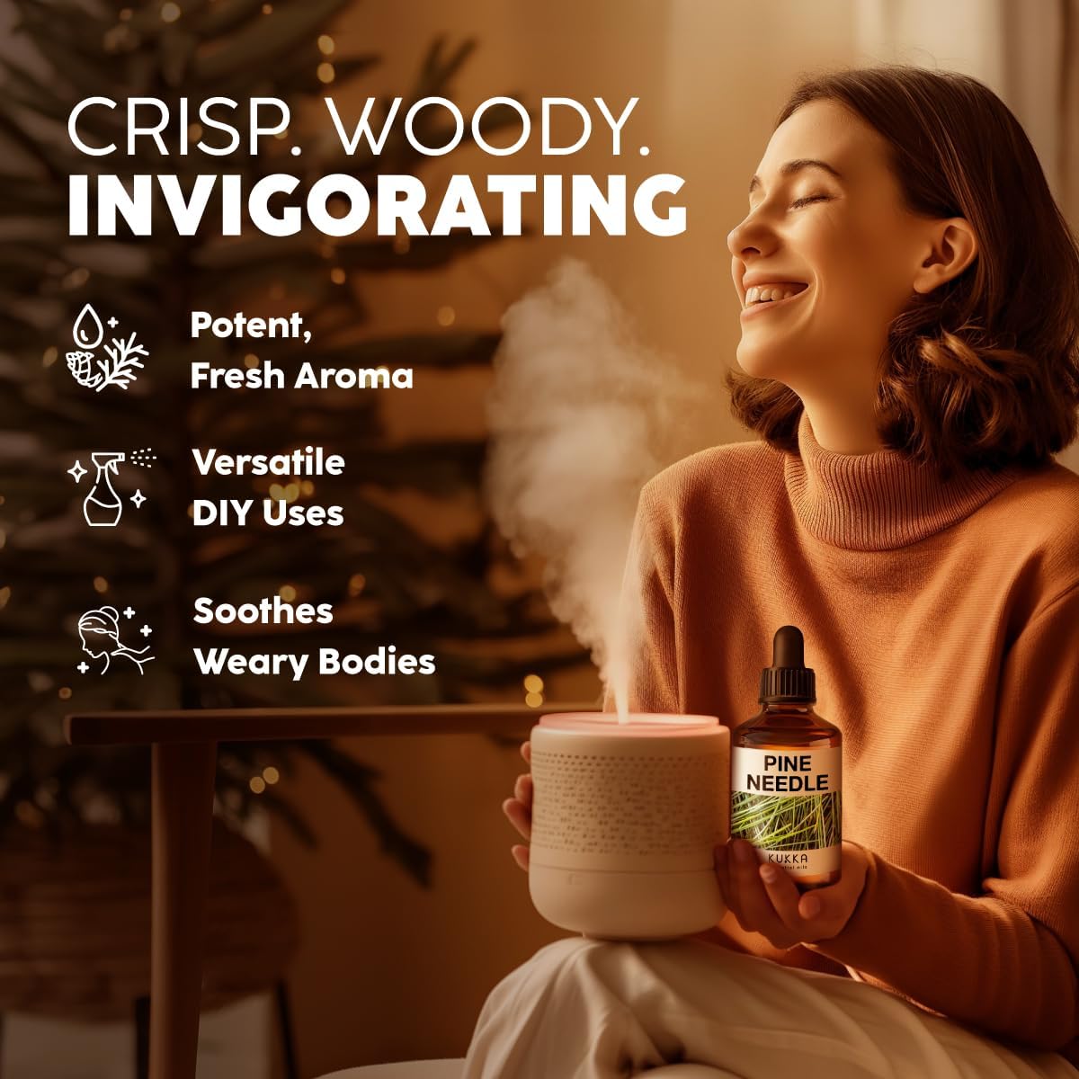 Kukka Pine Essential Oil for Diffuser - 4 Fl Oz - Pine Oil, Woody Scent, for Candle, DIY Soap Making Scents