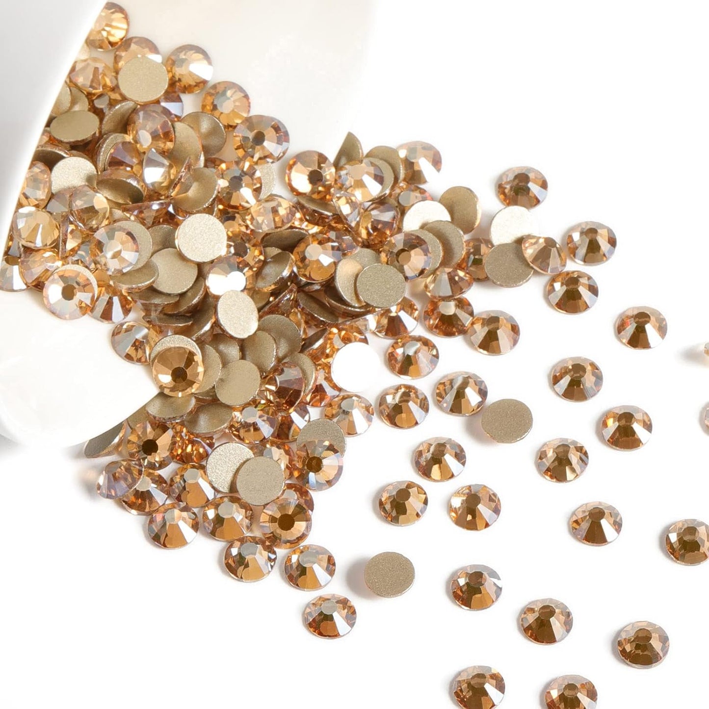 Beadsland 1440 Pieces Flat Back Crystal Rhinestones Round Gems,Golden Shadow,SS12,3.0-3.2mm