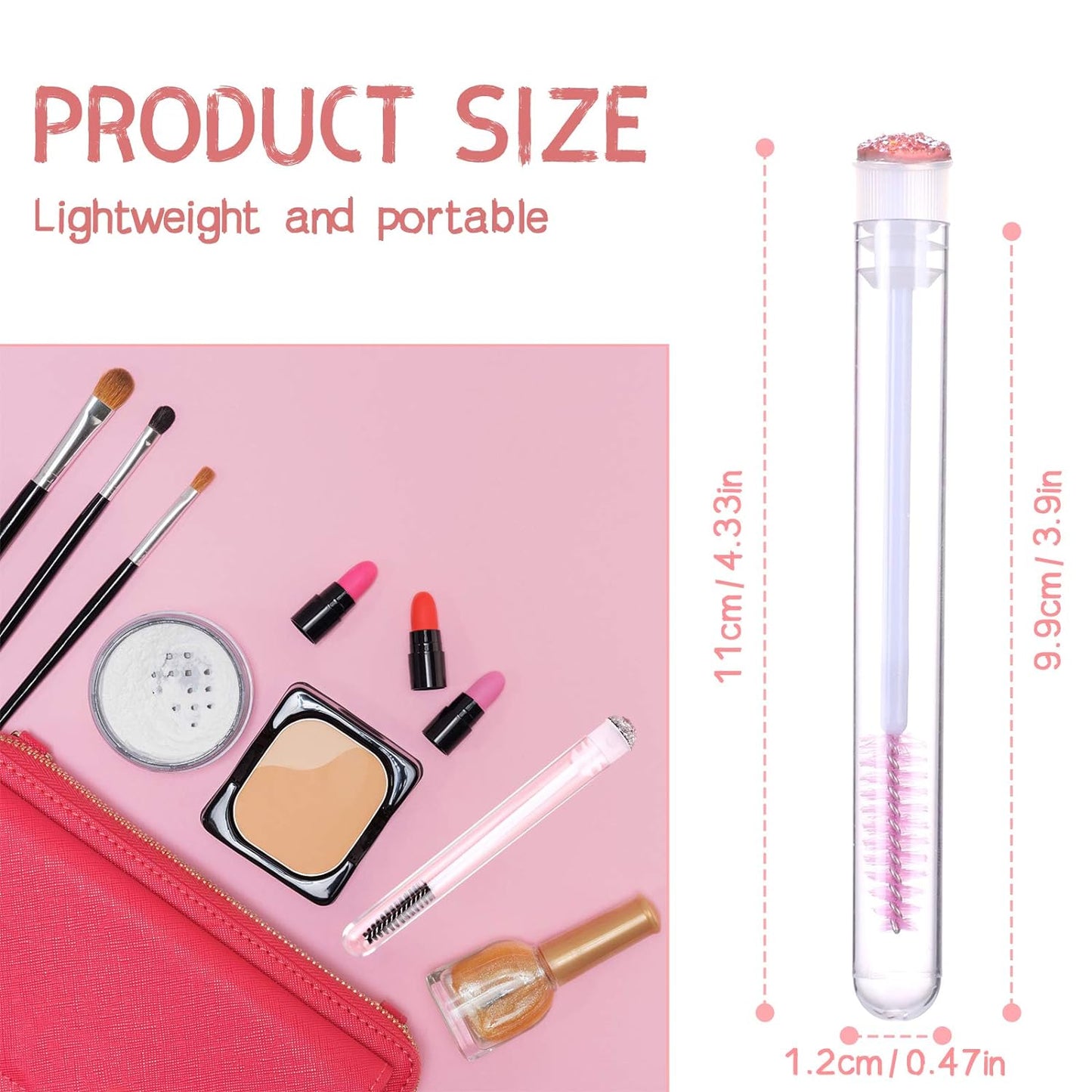 10pcs Eyelash brush Lash Wand Makeup tool Eyelash Extension supplies Cleaning brush Diamond Mascara mix color