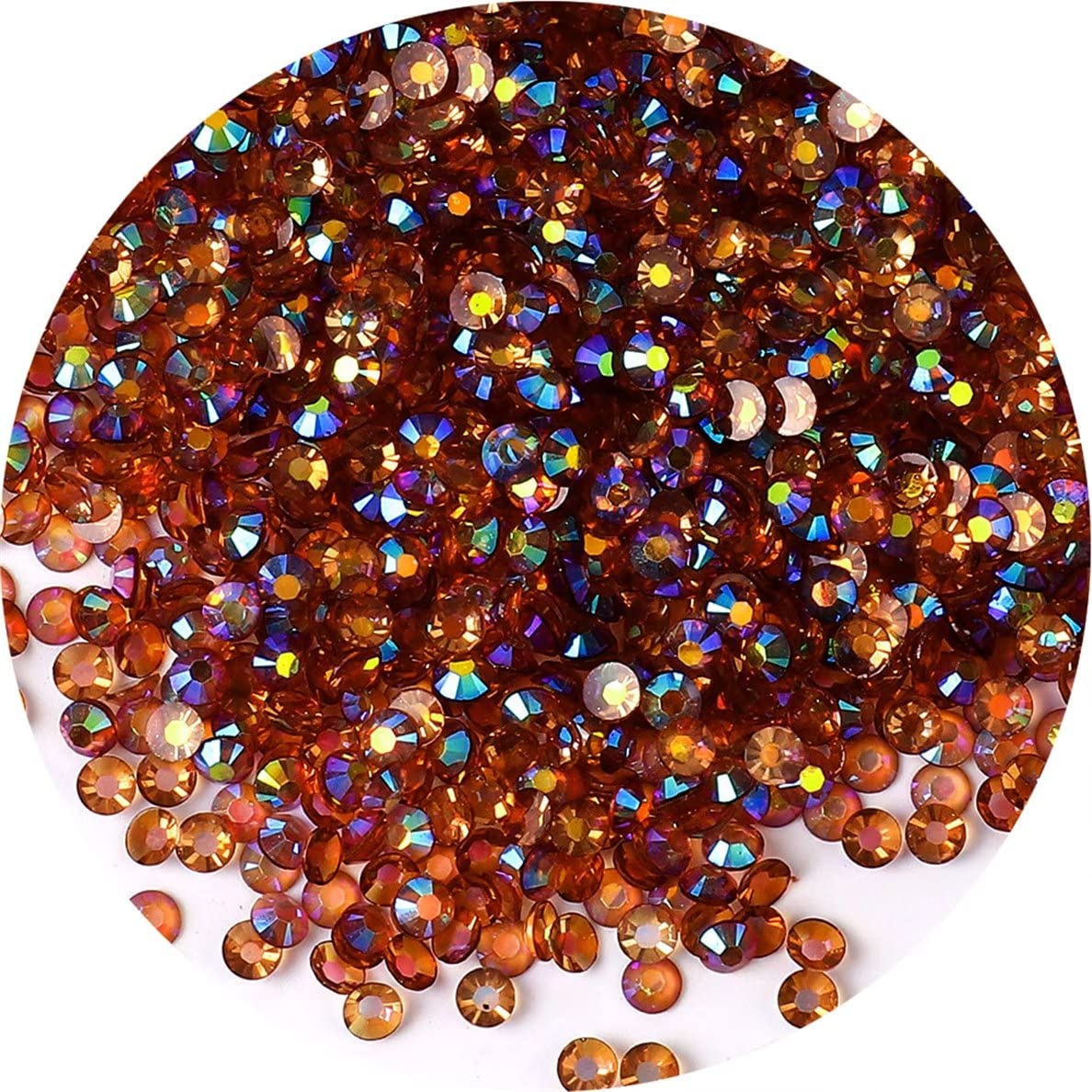4500 Pcs SS6 2mm AB Flatback Rhinestones for Nails Art Crafts Transparent Glitter Round Gems Coffees DIY Clothes Shoes(Clear Yellow Coffee AB)