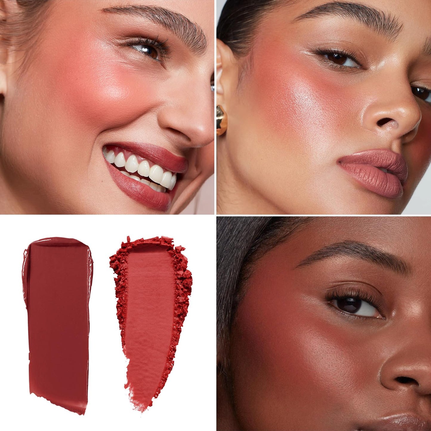 Blush Palette Duo – Cream & Powder Blush Set in Deep Red, Long-Wearing & Moisturizing, Easy to Blend, Radiant Coverage for Cheeks, Eyes & Lips, Magnetic Palette Compatible (2-Pack, Maple Crush)