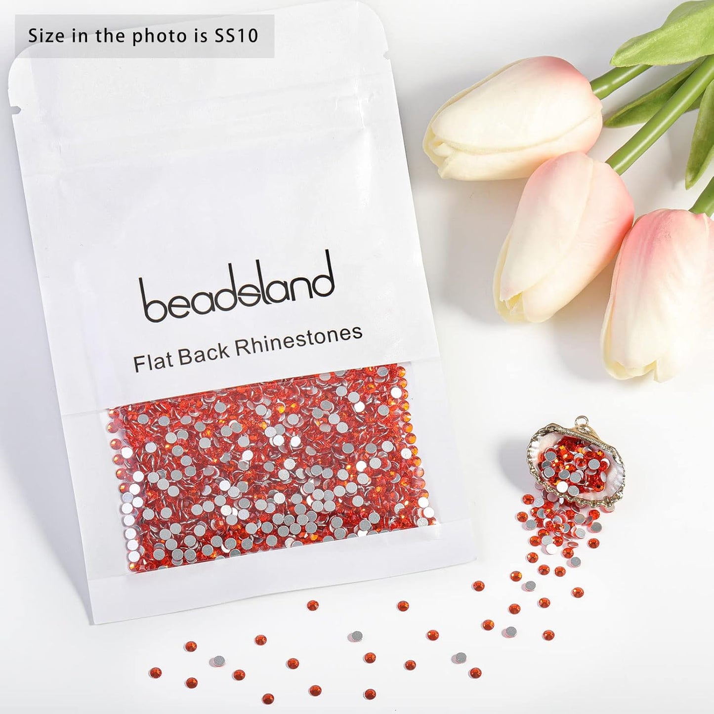 beadsland Flat Back Crystal Rhinestones Round Gems, Orange (2.7-2.8mm) SS10/1440pcs