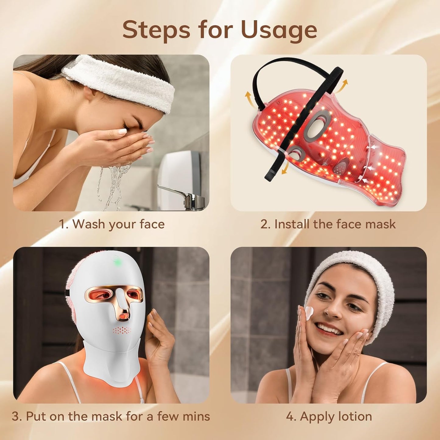 Red Light Therapy Mask for Face,Cordless 120 LED Face Mask Light Therapy with Neck Device,USB C Rechargeable,Infrared Light Therapy Mask for Home Working Travel Yoga Sleep