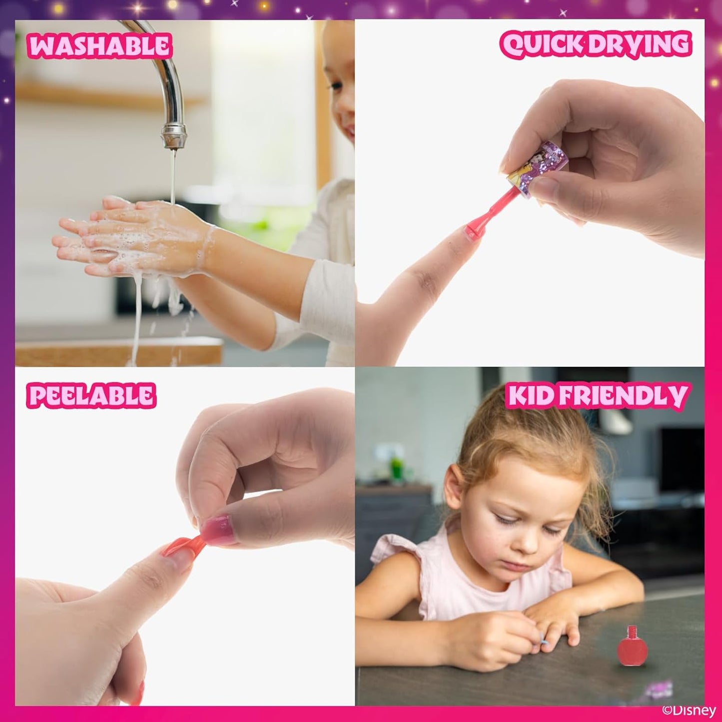 Townley Girl Disney Princess Belle 18 Piece Water-Based Nail Polish Set, Quick Dry and Peels-Off, Nail Paint Set for Girls, Perfect for Parties, Sleepovers and Makeovers, Ages 3