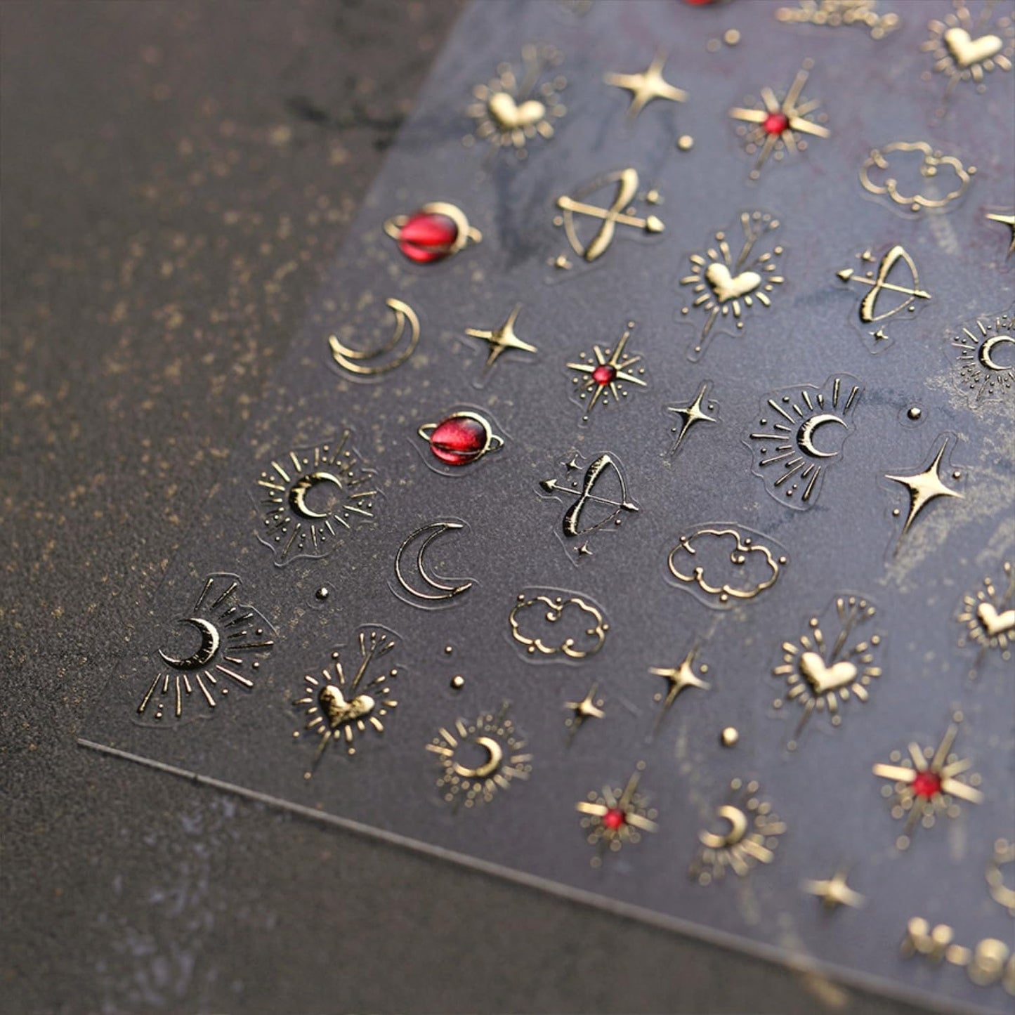 Gold Star Nail Stickers for Nail Art 3D Self Adhesive Moon Heart Nail Art Stickers Gold Star Nail Decals Glitter Nails Design for Acrylic Nails Heart Moon Star Nail Supplies for Women Girls