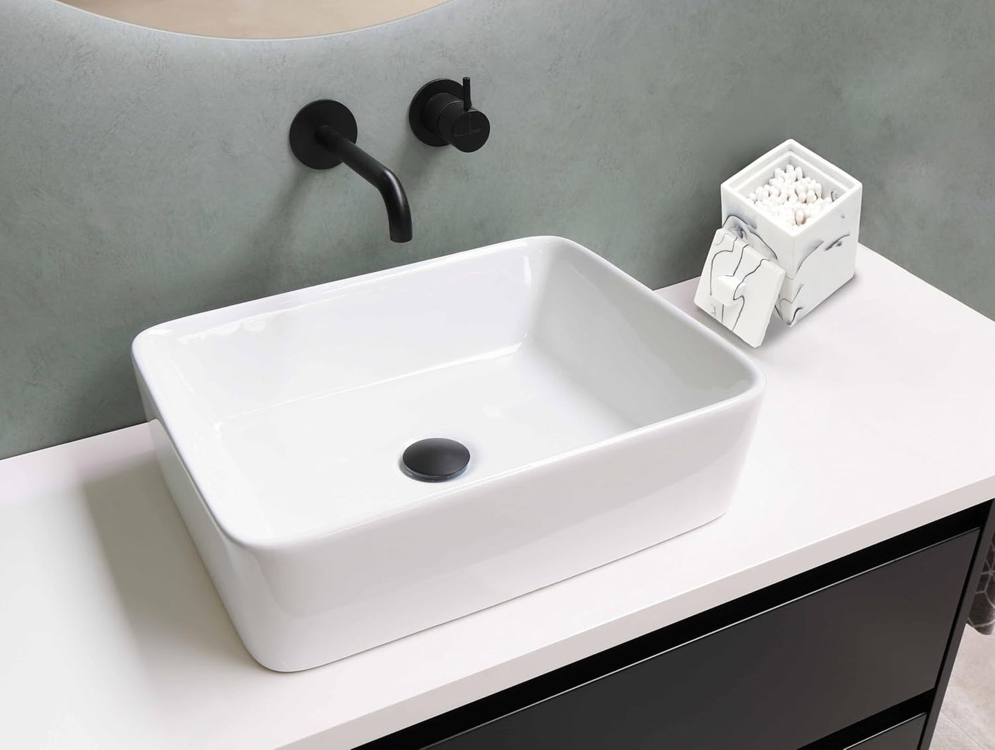 Qtip Holder with Lid, Bathroom Resin qtip holder dispenser , Cotton Swab Container jars, Cotton Ball Organizer for Floss Jewelry Necklace Ring Earring Storage jar Gift Case, Ink White