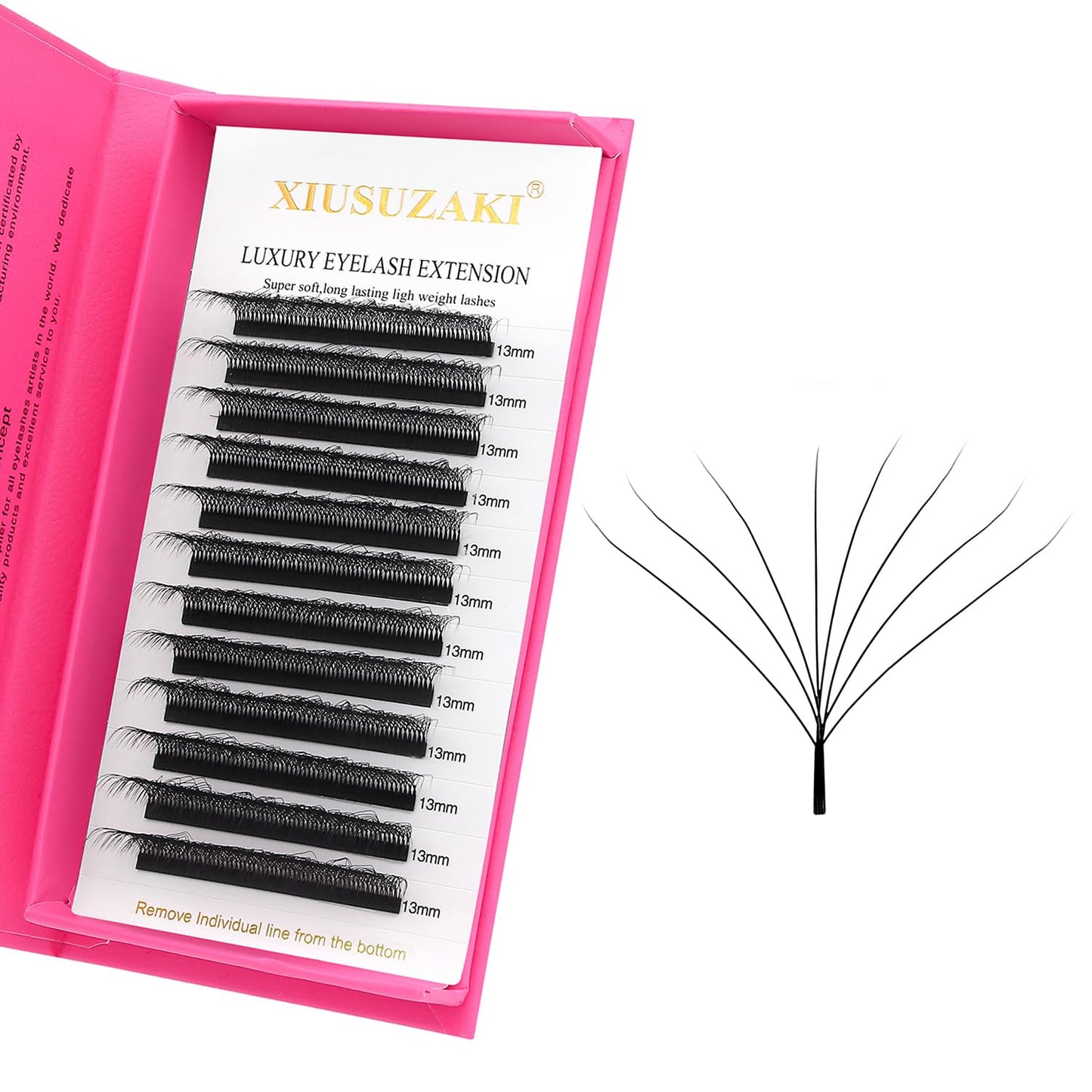 W Lash Extensions Supplies 8D Eyelash Extensions W Shape 0.07mm Thickness C Curl 9mm Premade Fans Easy Fan Lashes Volume Matte Black 12 Rows Crisscross Eye Lashes(W-8D-0.07-C,9mm)