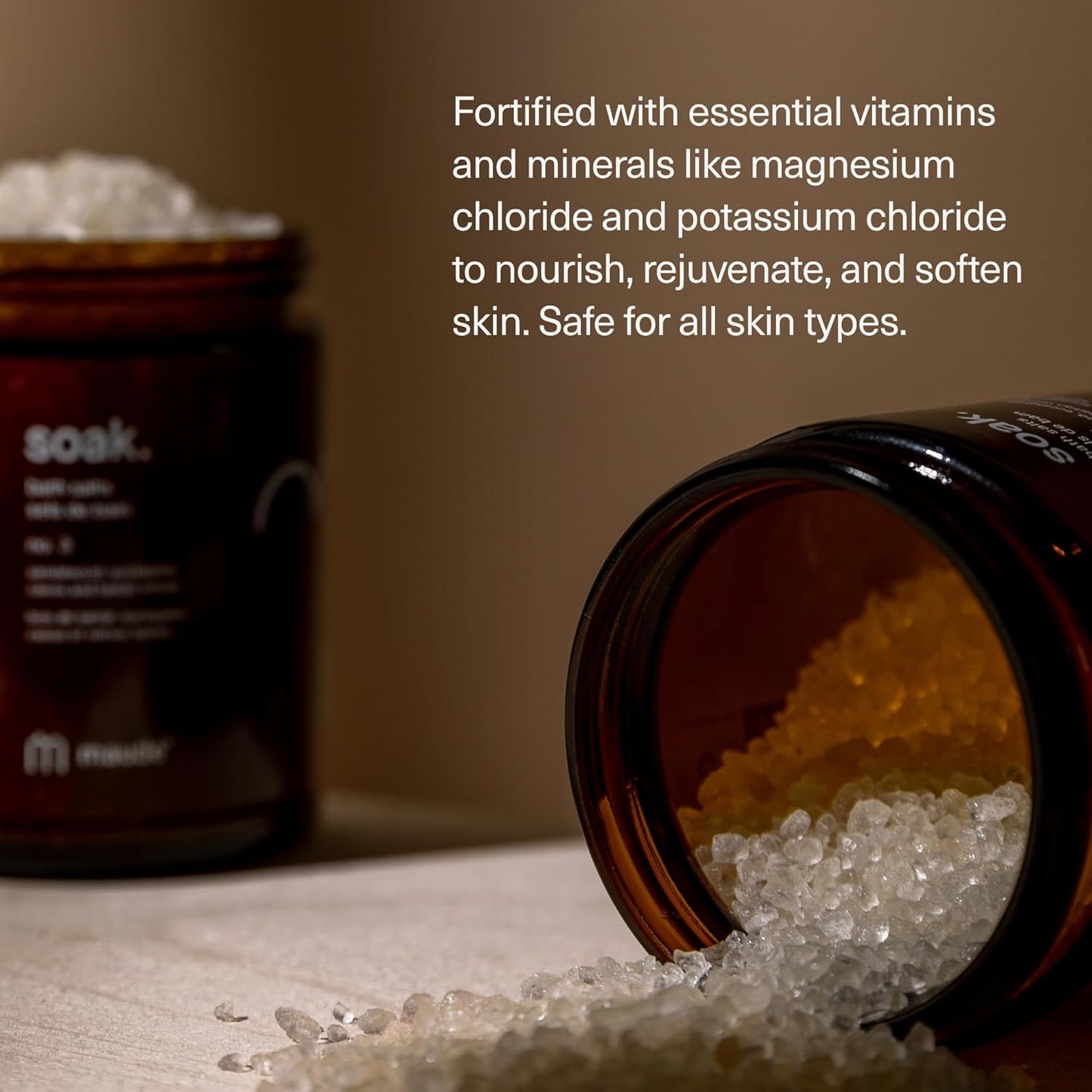 Maude Soak No. 2 - Nourishing Mineral Bath Salts - Hand-Harvested Dead Sea Salt with Magnesium & Potassium Chloride - Soften & Rejuvenate Skin - Notes of Pink Pepper & Lemon (8 oz)