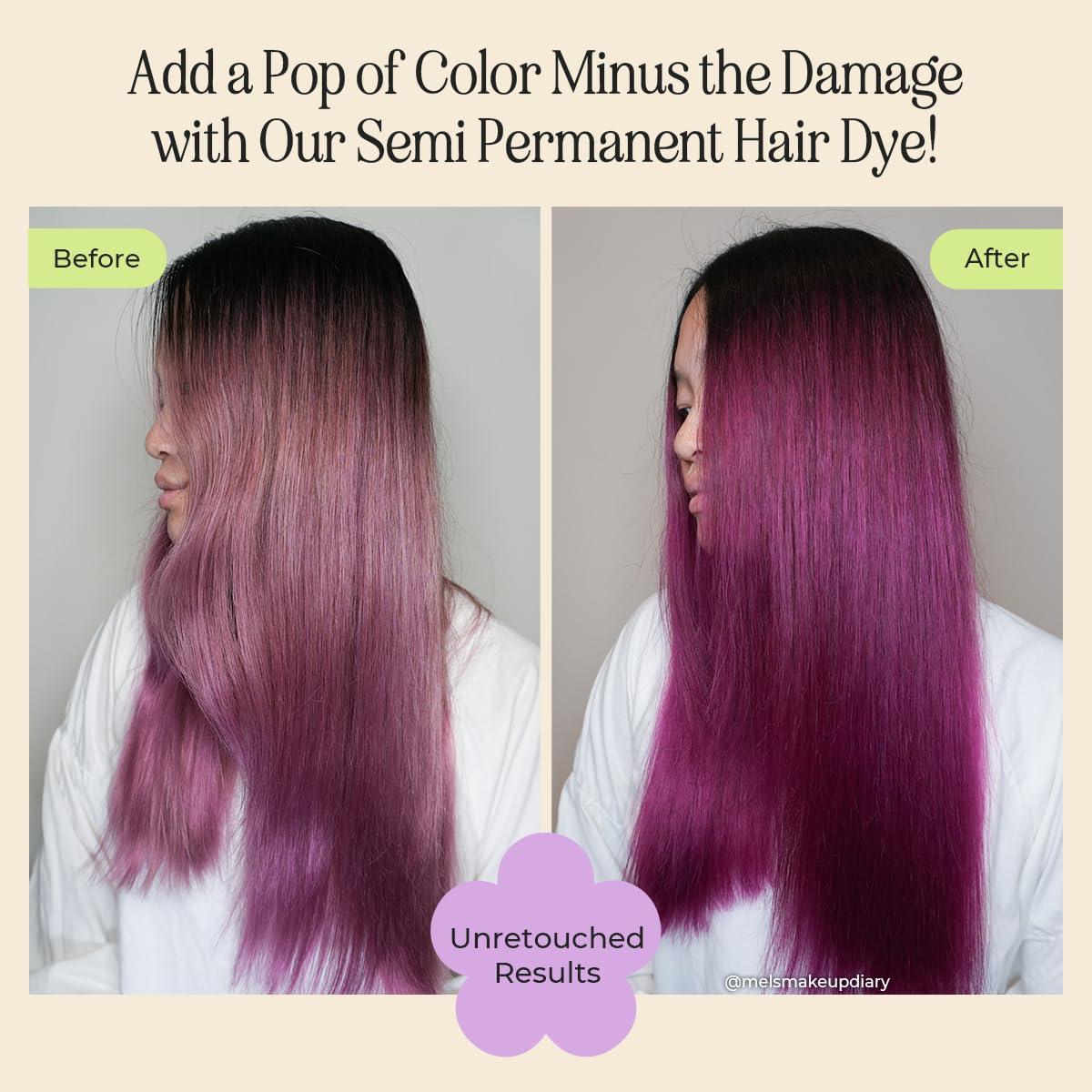 INH Semi Permanent Hair Color | Color Depositing Conditioner | Pink Hair Dye | No Bleach No Peroxide Temporary Fuchsia Crystal Tint for Women, Men | Vegan, Ammonia Free, Sulfate Free, Ready to Use 6oz