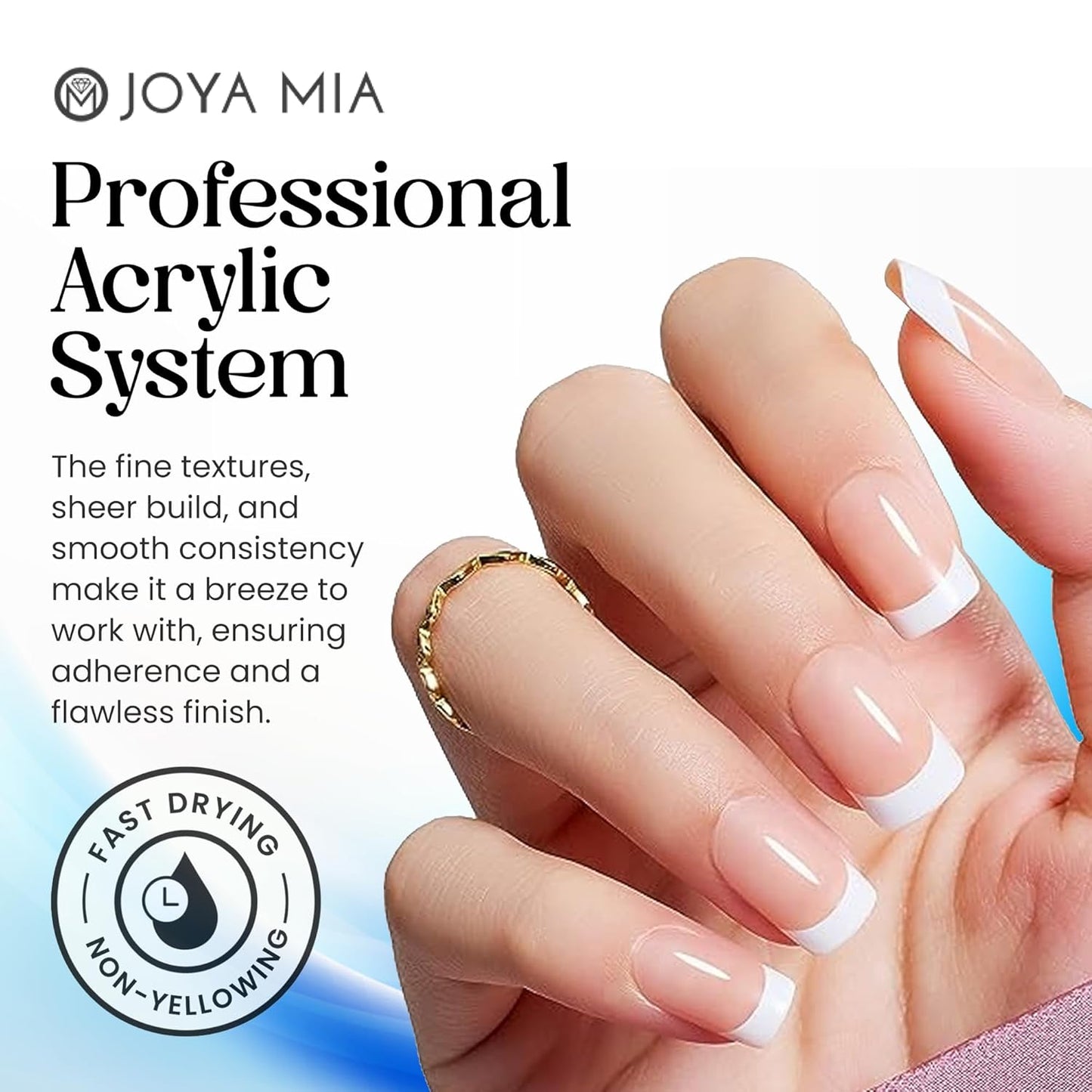 Joya Mia Acrylic Powder for Nails, MMA-Free, Super Adhesion Professional Powder for Flawless & Long-Lasting Nail Enhancements, Easy Application, Vibrant & Stunning Colors - Diamond Clear, 32 oz