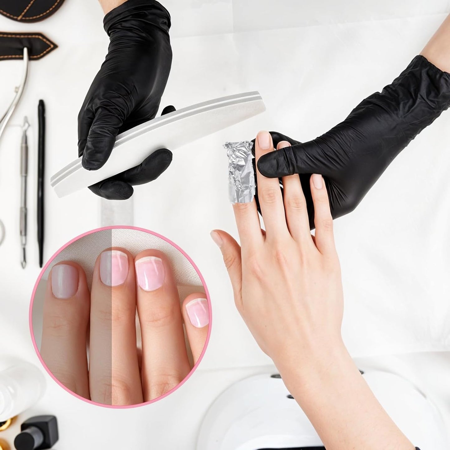 1000pcs Aluminium Foils Nails Polish Remover, Soak Off Wraps Finger Nail Gel Polish Removal Tool with 0.79x1.18inch Pre-attached Lint Free Cotton Pads