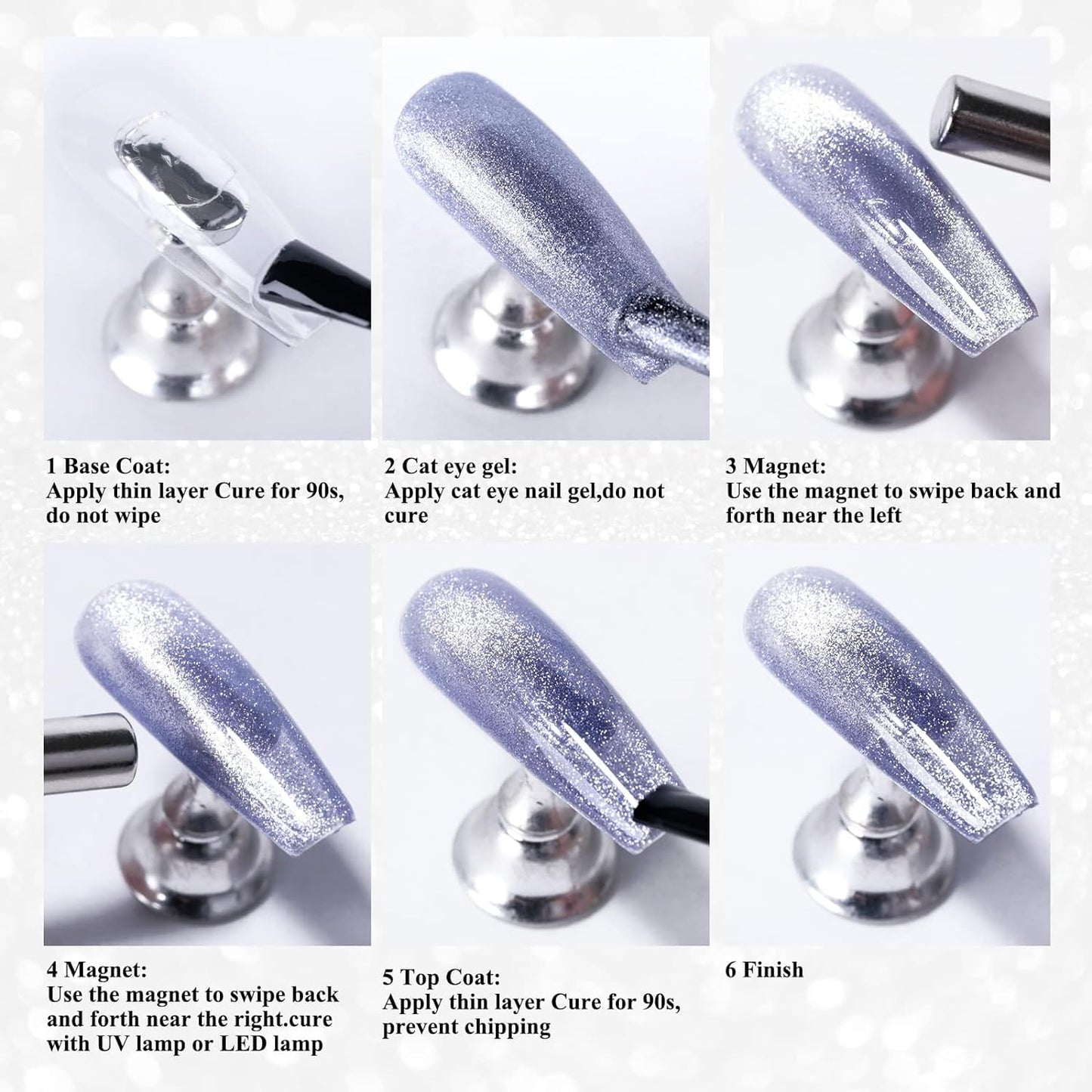 Imtiti Cat Eye Gel Nail Polish, 15ml Glitter Rainbow Holographic Gel Nail Polish with Magnet Iridescent Reflective Shimmer Translucent UV Gel Polish 0.51 Fl Oz