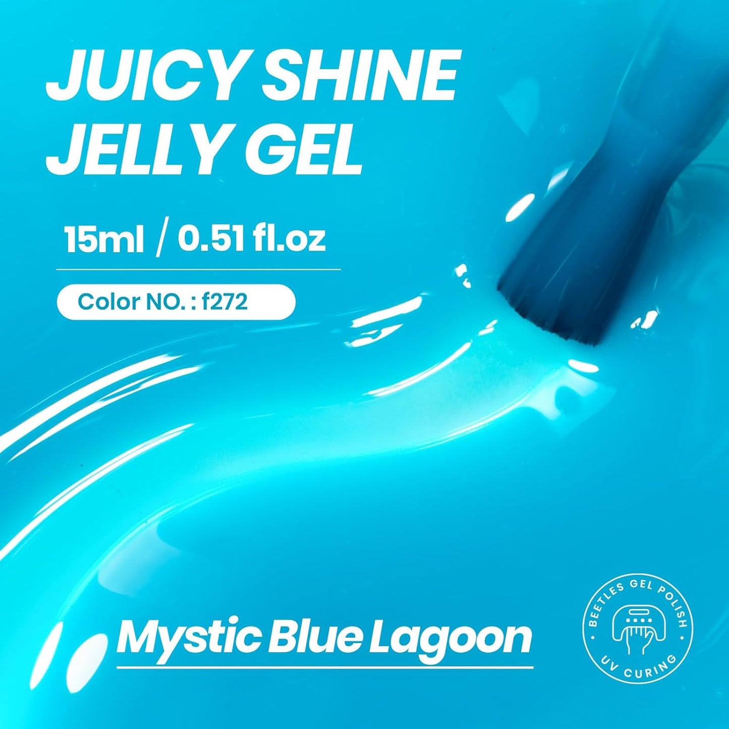 Beetles Blue Gel Nail Polish, 15ML Summer Jelly Gel Polish Sheer Translucent Effect Neutral Gel Soak Off UV Mystic Blue Lagoon Series French Nail Art Manicure Salon Gift for Women