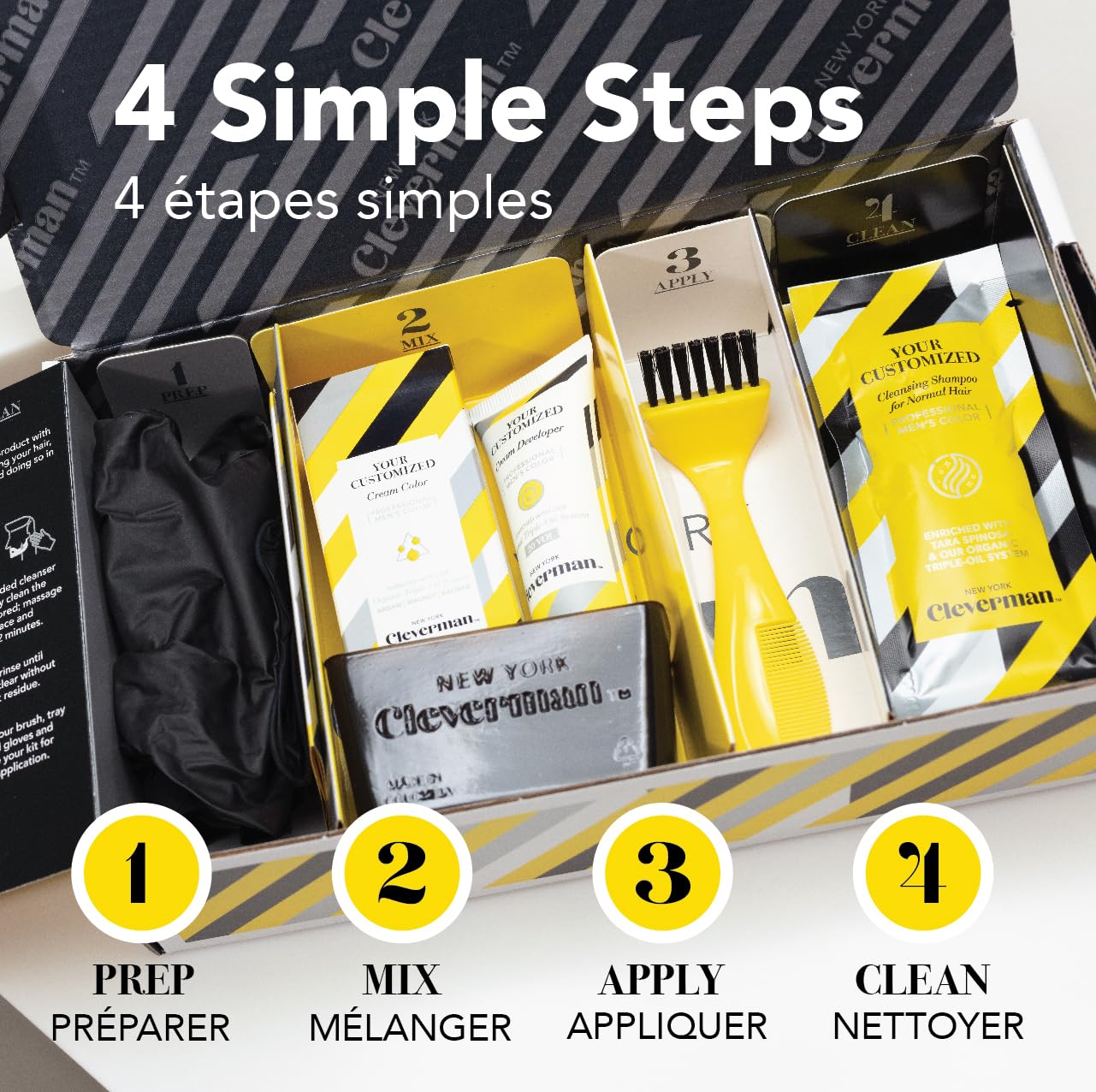 Cleverman Dark Brown Hair & Beard Dye Kit for Men - Natural-Looking Gray Coverage, Professional-Quality, Ammonia-Free for Hair, Beard & Mustache