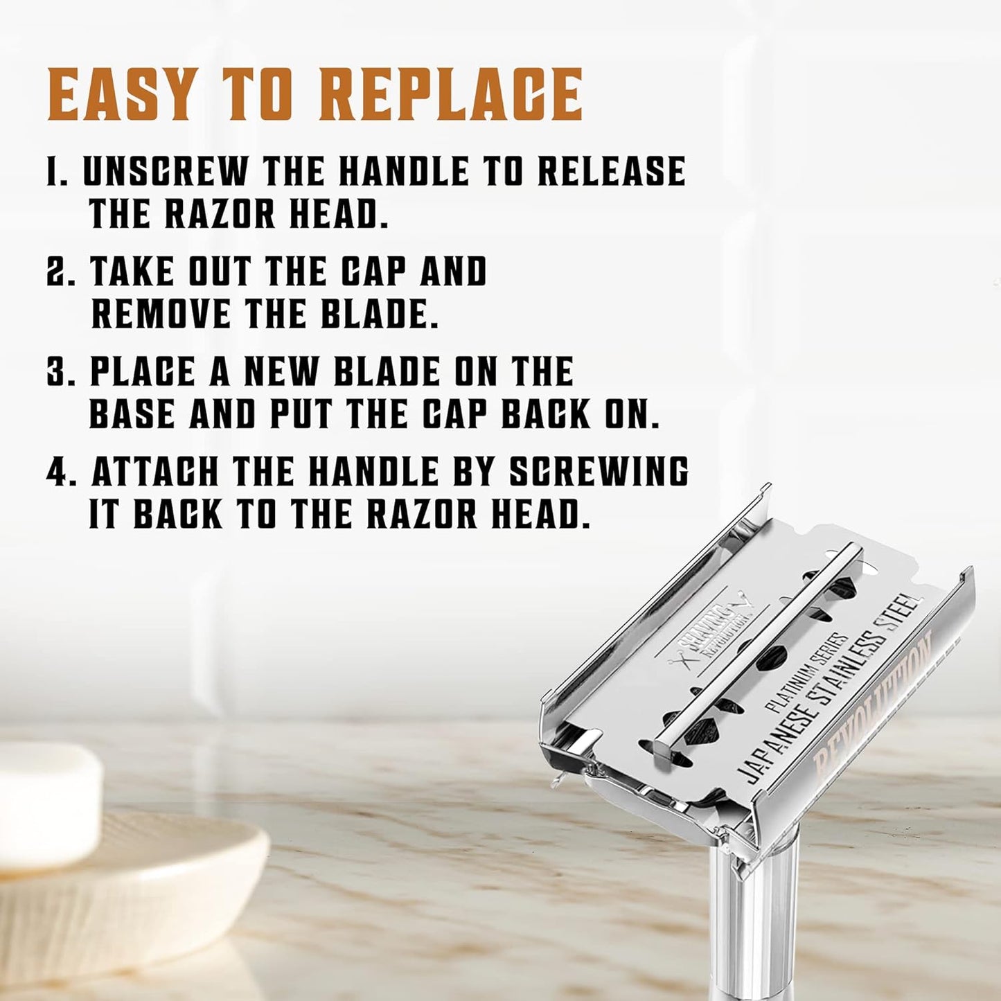 SHAVING REVOLUTION 100 Count Men's Safety Double Edge Razor Blades for Shaving - Platinum Japanese Stainless Steel Double Razor Shaving Blades for a Smooth, Precise and Clean Shave