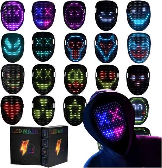 YXYaoZhengYiGeYi LED Mask with Gesture Sensing Transforming for Man/Kids, Unisex Light Up LED Face Cool Masks for Halloween Costume Cosplay Party Masquerade