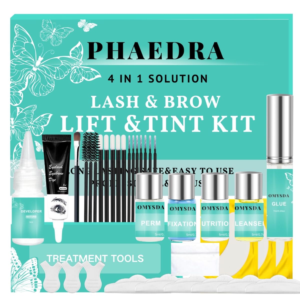 Lash Lift and Black Color Kit, Brow Lamination Kit, Professional 4 in1 Lash and Brow Perm Kit, 6-8 Weeks Long-lasting, for DIY or Professiona Use