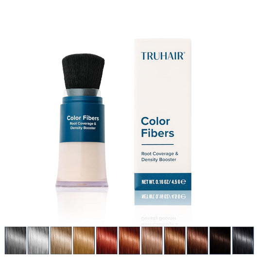 TRUHAIR Color Fibers Root Coverage & Density Booster | Quick-Apply Touch Up Hair Color | Natural Matching, Gray Hair Cover Up - 11 Colors Available (Blonde)