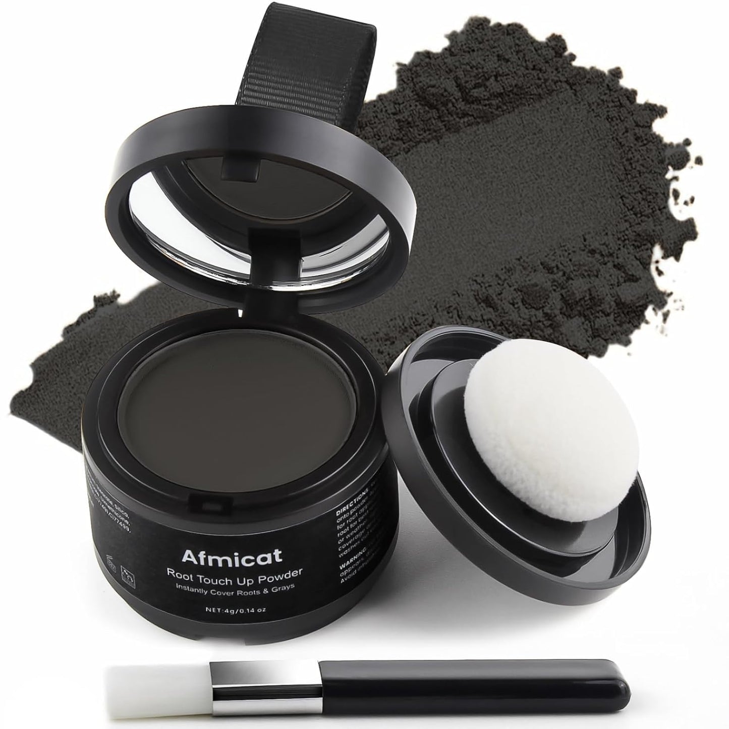 Instant Hairline Powder, Root Touch Up Hair Color for Gray Coverage and Thinning Hair, Root Cover Up Conceals Hair Loss & Bald Spots, Natural and Non-Greasy Hair Color for Women & Men, Black