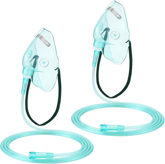 Geiserailie 2PCS XL Oxygen Mask with 6.6 Ft Tubing and Adjustable Elastic Strap, Adult Oxygen Mask with Tubing, Breathing Masks for Face Adult