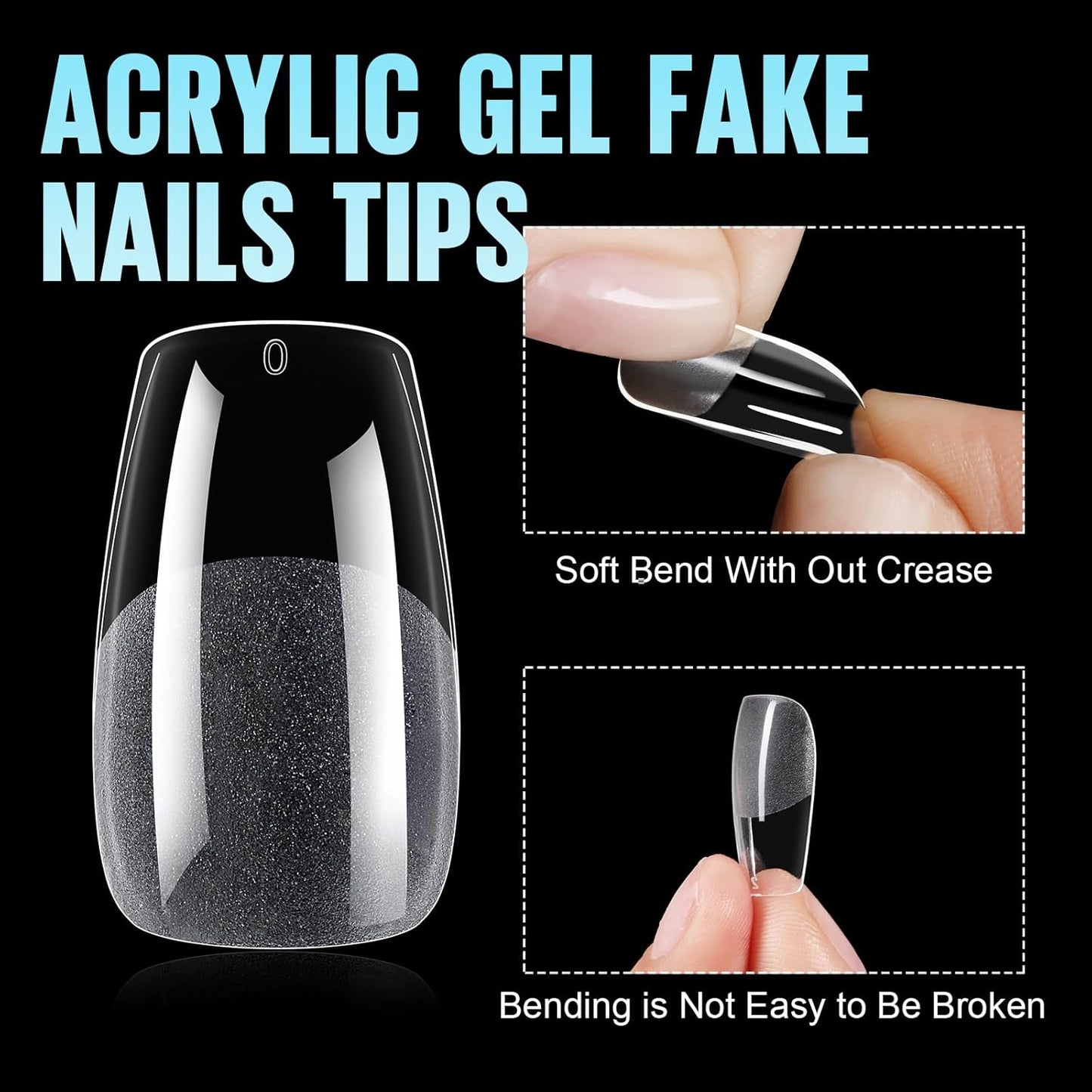 TOMICCA Medium Coffin Nail Tips, 360Pcs Half Matte Gel Nails, 15 Sizes Nail Extension Tips Set, Full Cover Pre Shaped Fake Nails for Beginner and Professional DIY Nail Salon