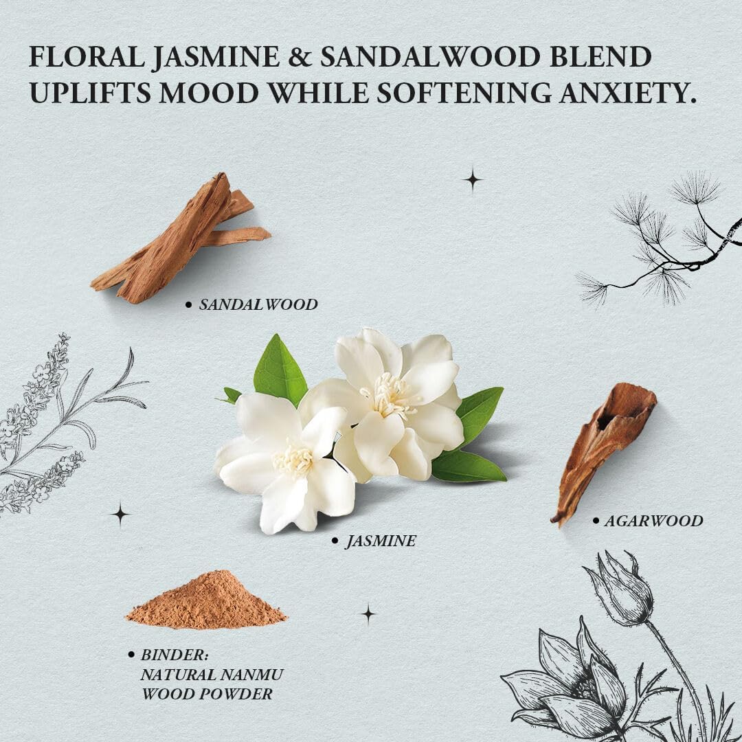Uplift & Relax - Innergy Jasmine Incense Sticks, Natural Floral Essence Luxury Bath Incense