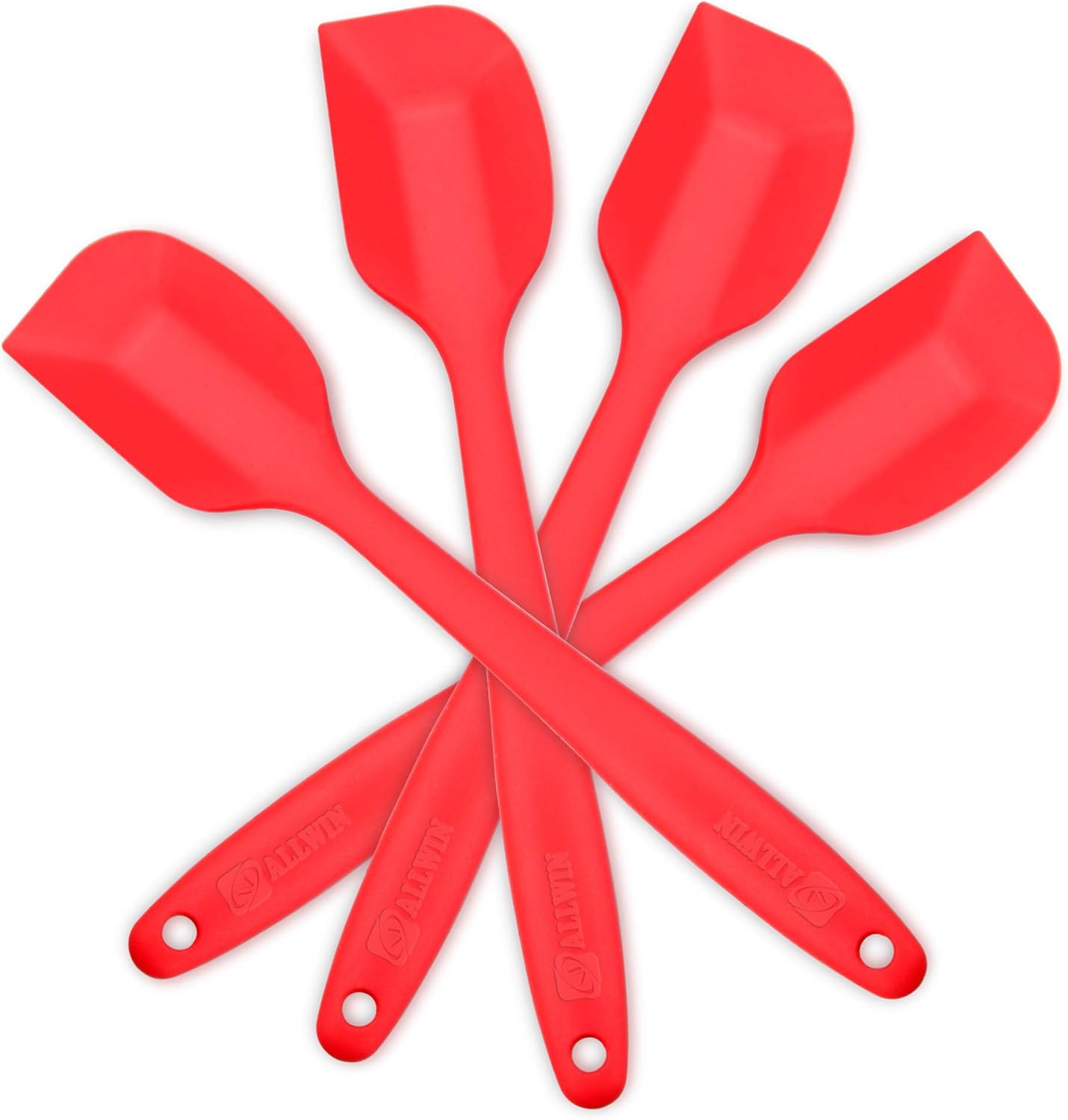 Silicone Spatula 4-piece Set, Heat-Resistant Non-stick Rubber Spatulas with Stainless Steel Core, Red