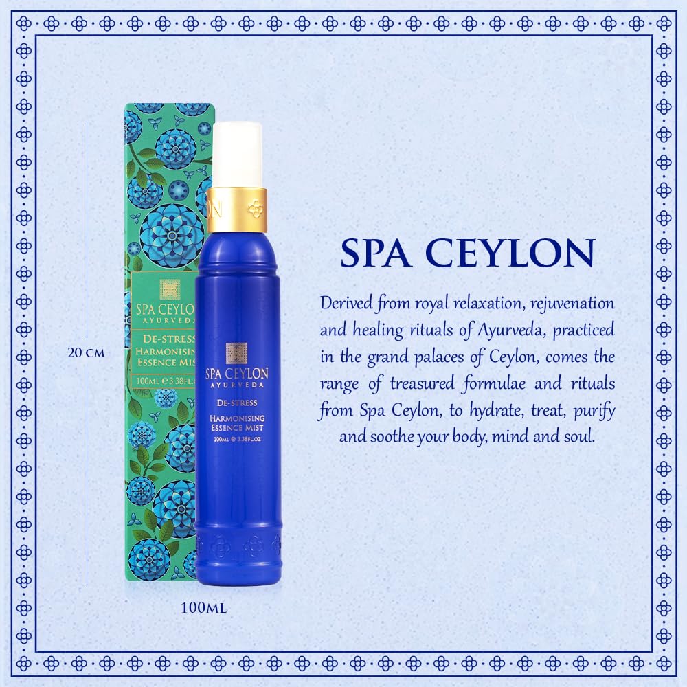 SPA CEYLON De-Stress - Harmonising Essence Mist | Non-Oily Natural Mist | Reduces Stress | Luxuriously Fragrant | Suitable for all skin types (100 ml, Frankincense)