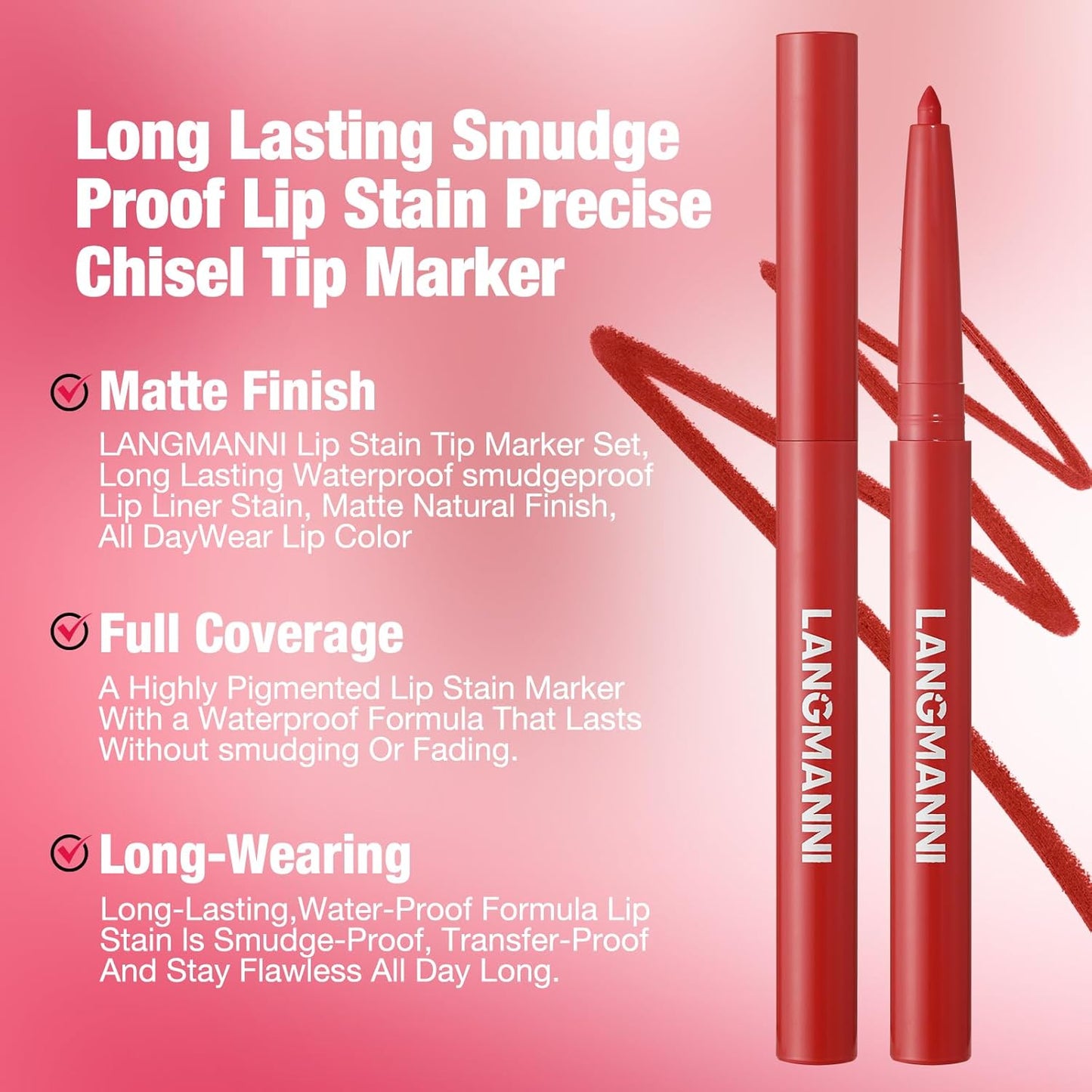 LANGMANNI 6Pcs Sculpting Matte Velvet Lip Liner Set,Smooth Creamy Texture,Waterproof And High Pigmented For Girls Daily Application Lip Makeup(7+8+9+10+11+12)