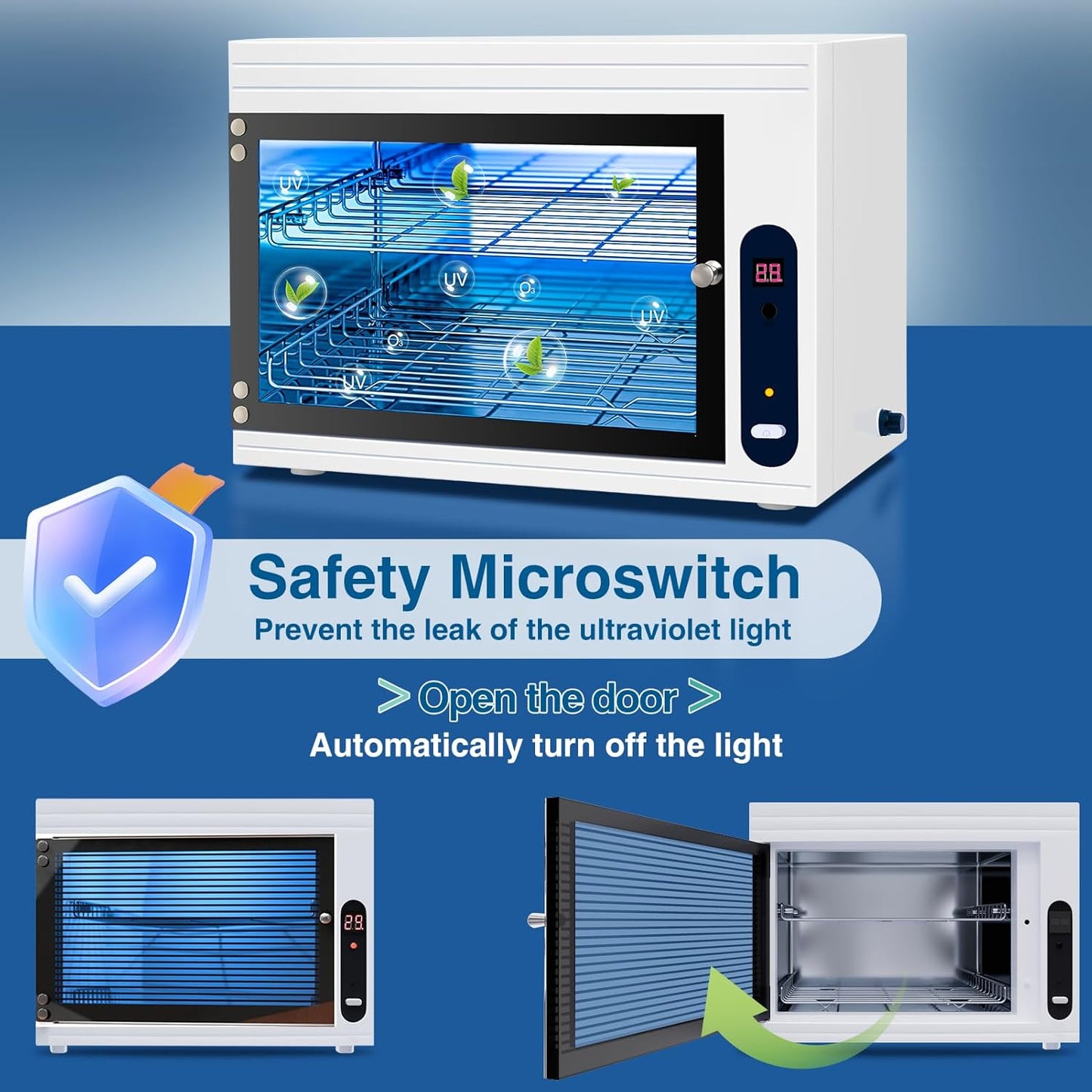 Nail Tool Cleaning Machine 17L Big Capacity UV Sanitizer Cabinet Salon Equipment for Spa Beauty Home Metal Tools