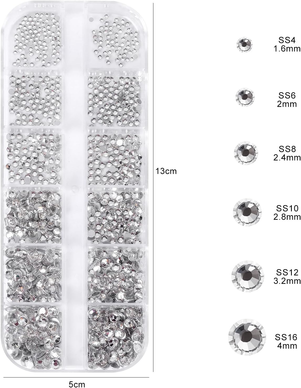 Flatback Rhinestones Half Pearls for Crafting, 1.6-4mm Colorful Rhinestones and 1.5-6mm Small Pearls for Bedazzling, Clothes and Nails Art