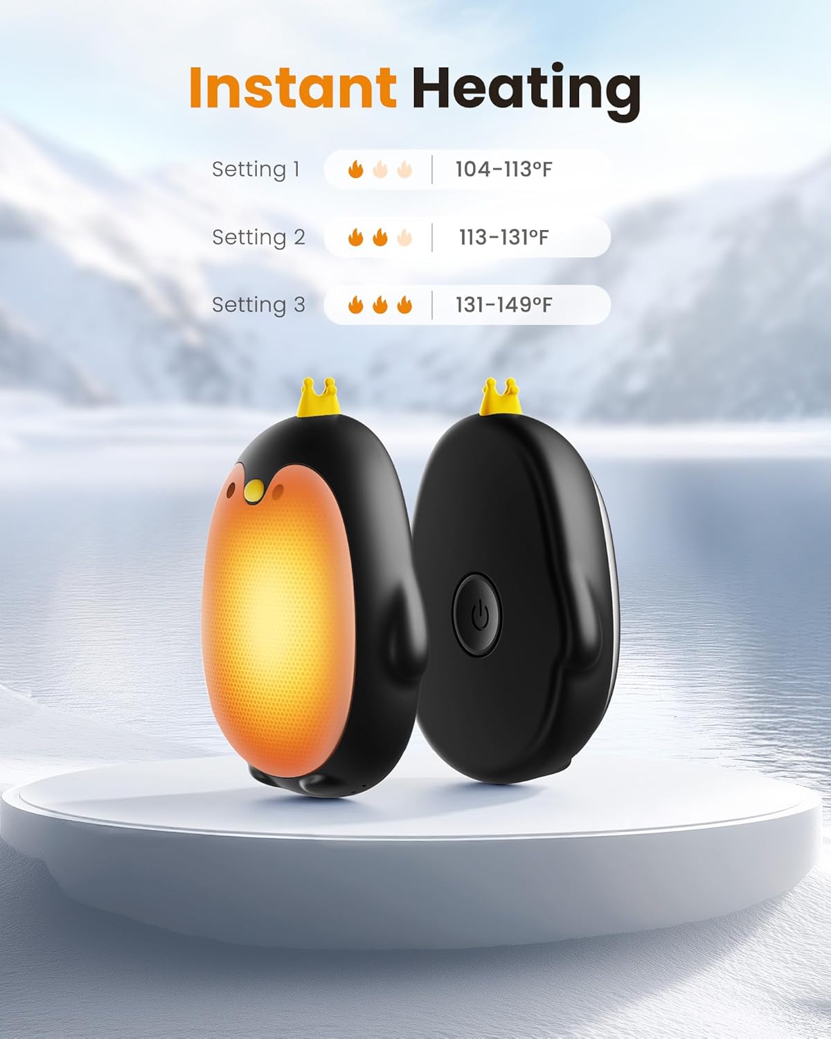Gaiatop Magnetic Hand Warmers Rechargeable 2 Pack, 3 Settings Pocket-Sized Cute Penguin, Fast Hot Hands Reusable Portable Electric Heater for Camping Hunting Golf, Gifts for Women Men