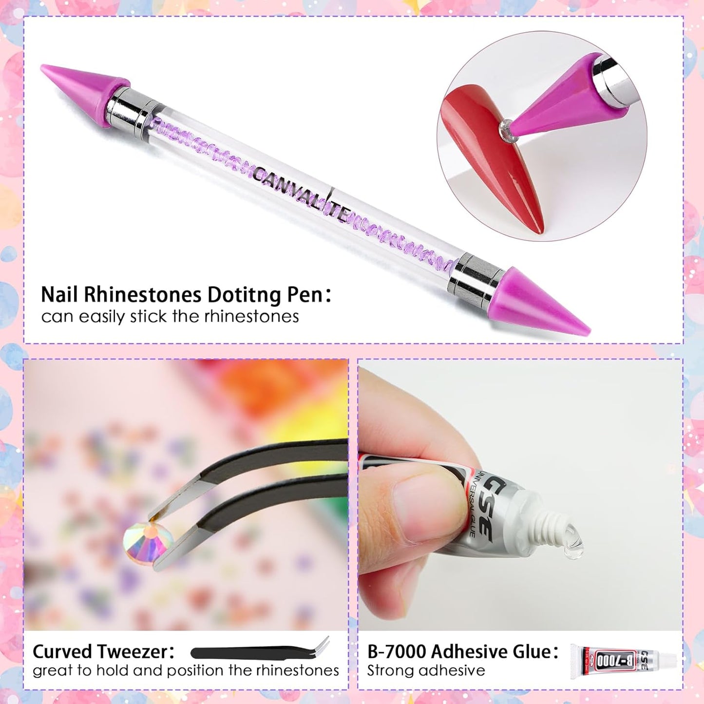 Canvalite 25000PCS Resin Jelly Rhinestones for Crafting, Christmas Flatback Gems, Bedazzling Crystal with 5x2.5g B7000 Jewelry Glue and Tweezers Dotting Pen for DIY Crafts Clothing Shoes Nail Art